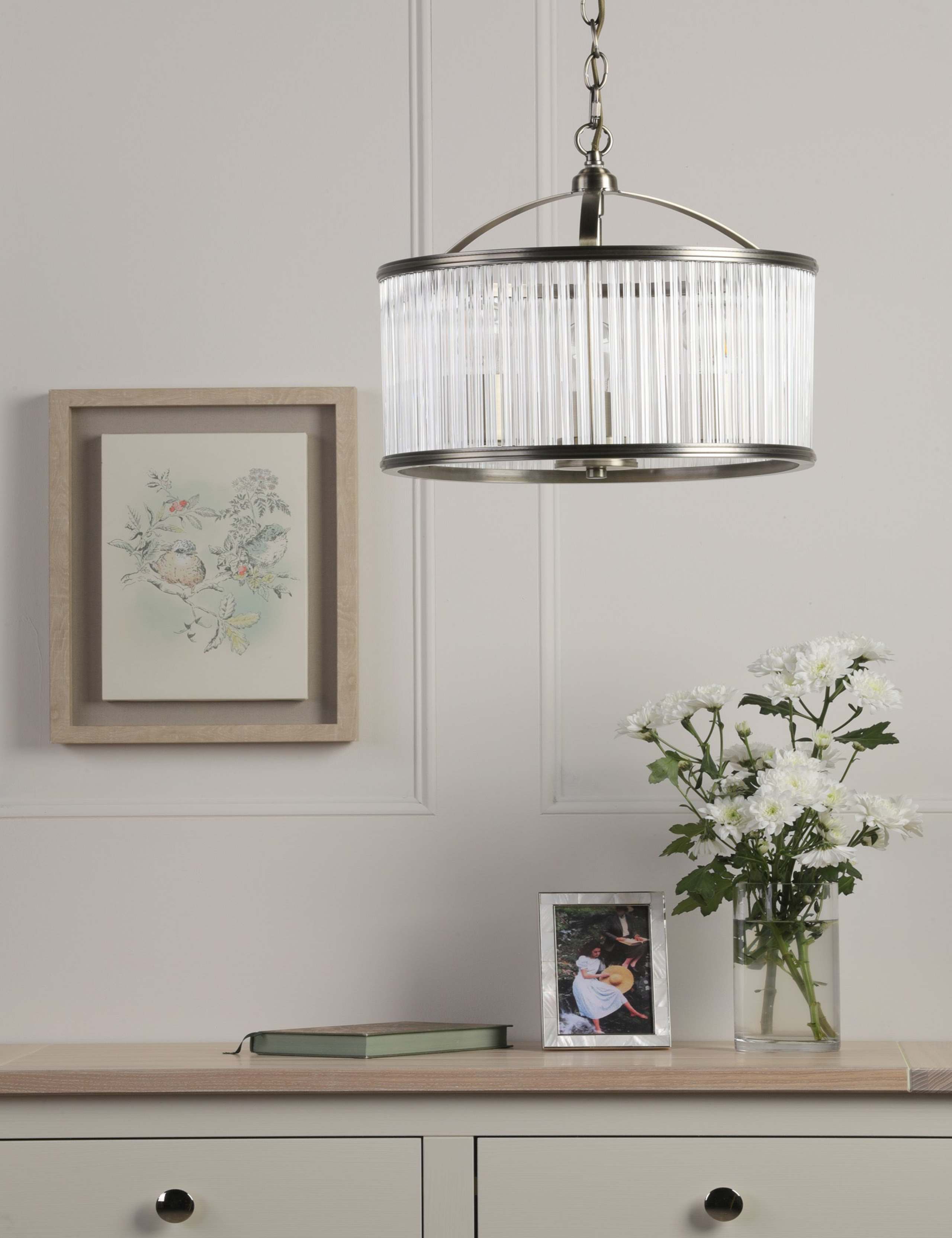Sutton Metal & Glass 3 Light Pendant Light 3 of 6