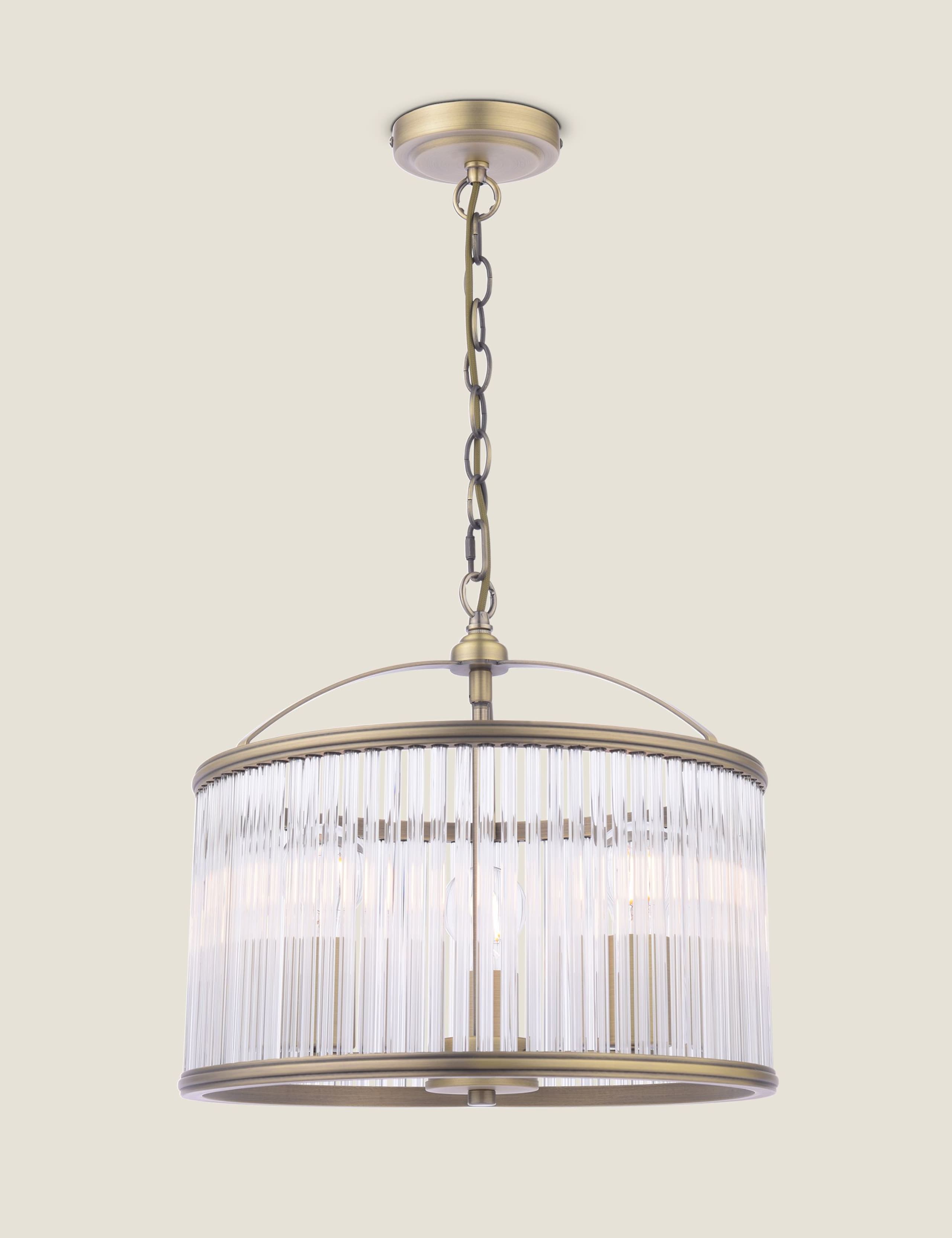 Sutton Metal & Glass 3 Light Pendant Light 2 of 6