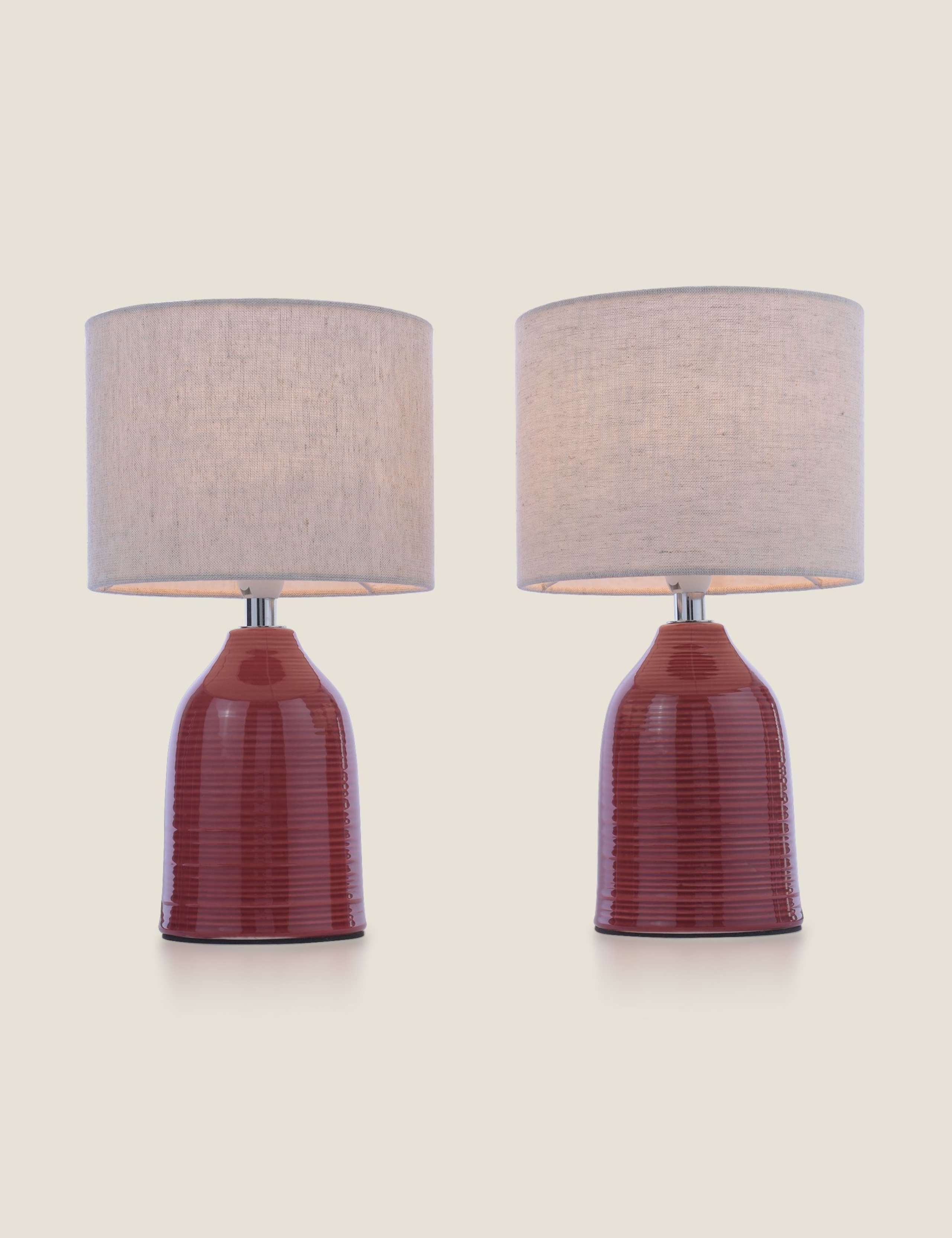 Set of 2 Penny Ceramic Ribbed Table Lamps 2 of 5