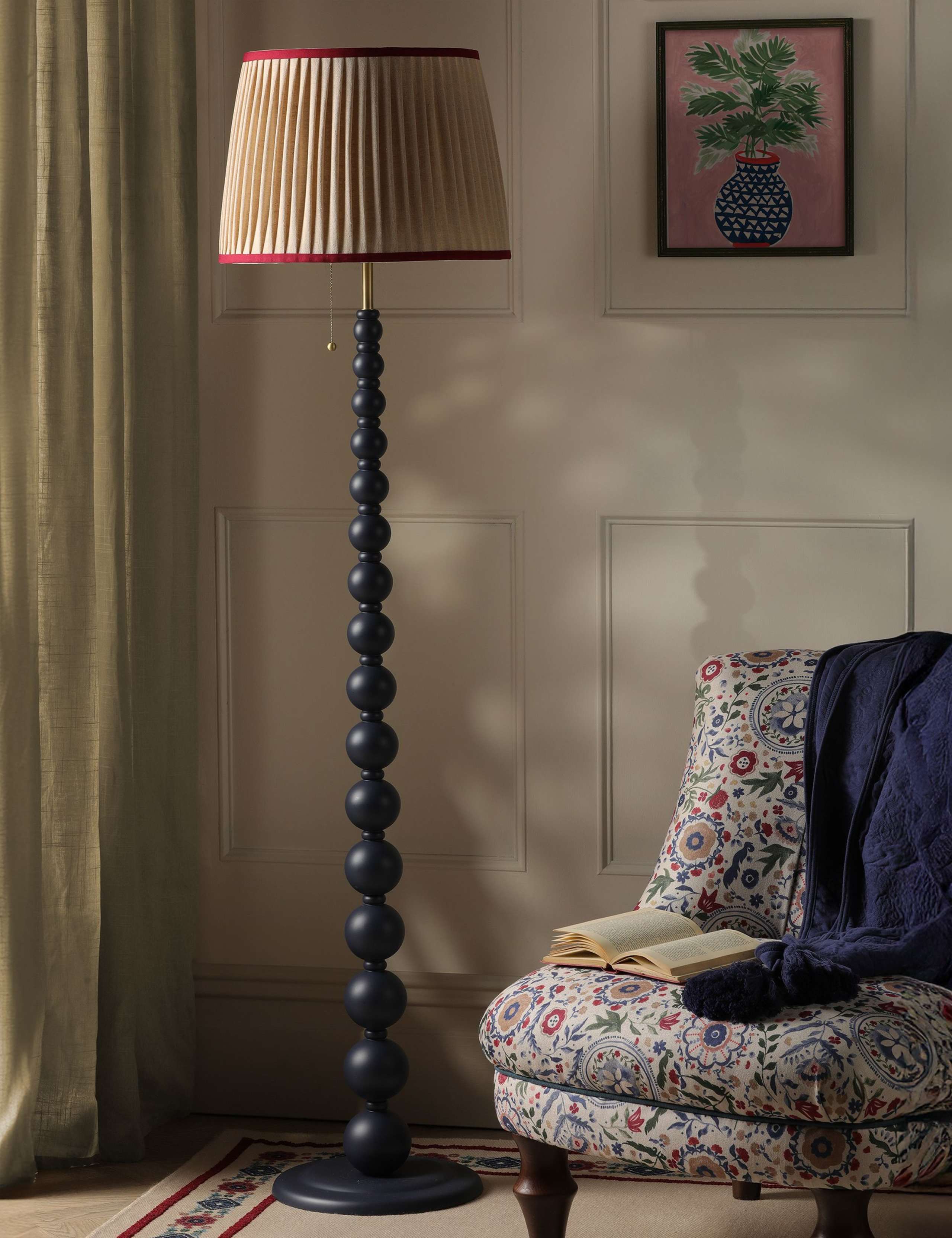 Harewood Wood Bobbin Floor Lamp 3 of 8