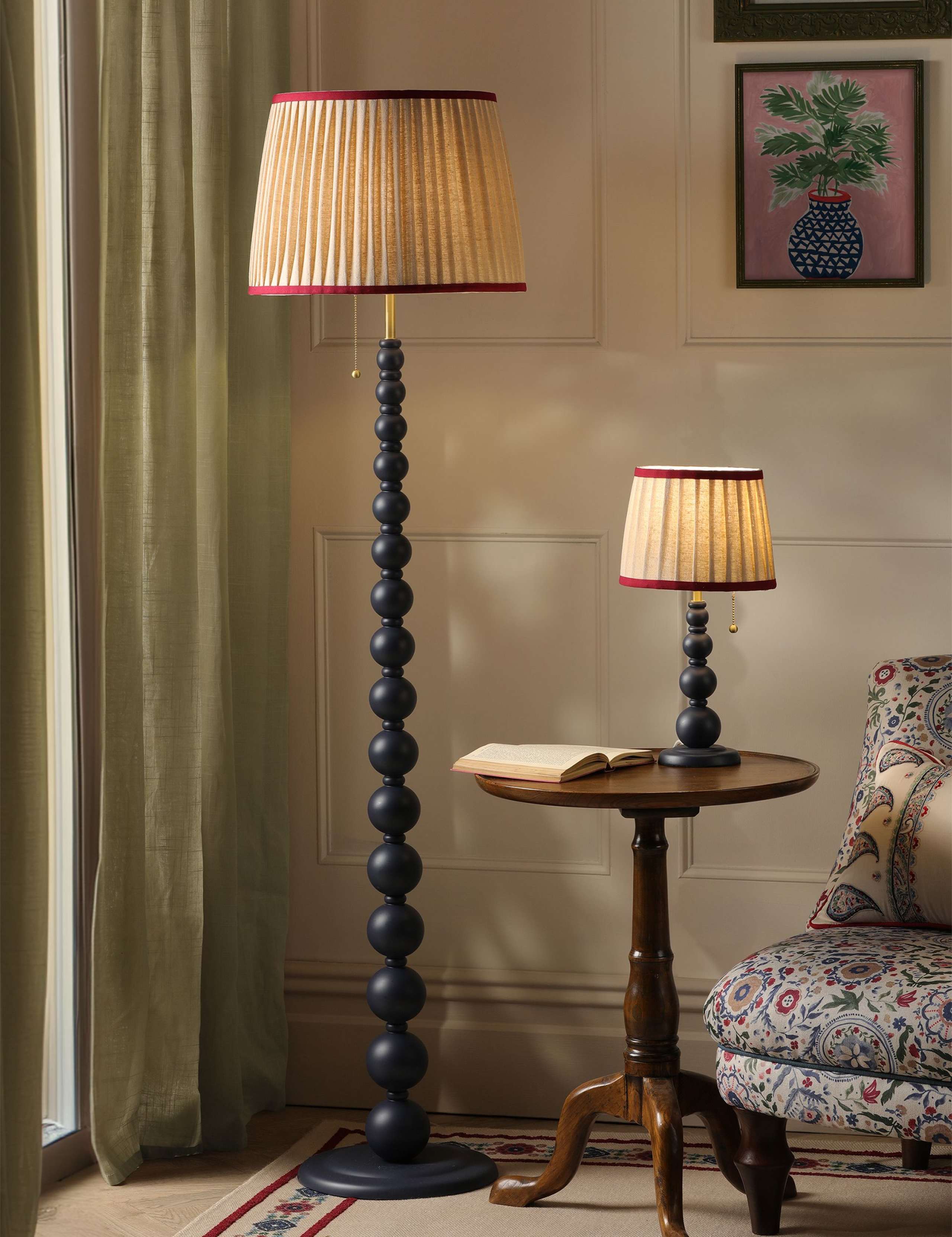 Harewood Wood Bobbin Floor Lamp 4 of 8