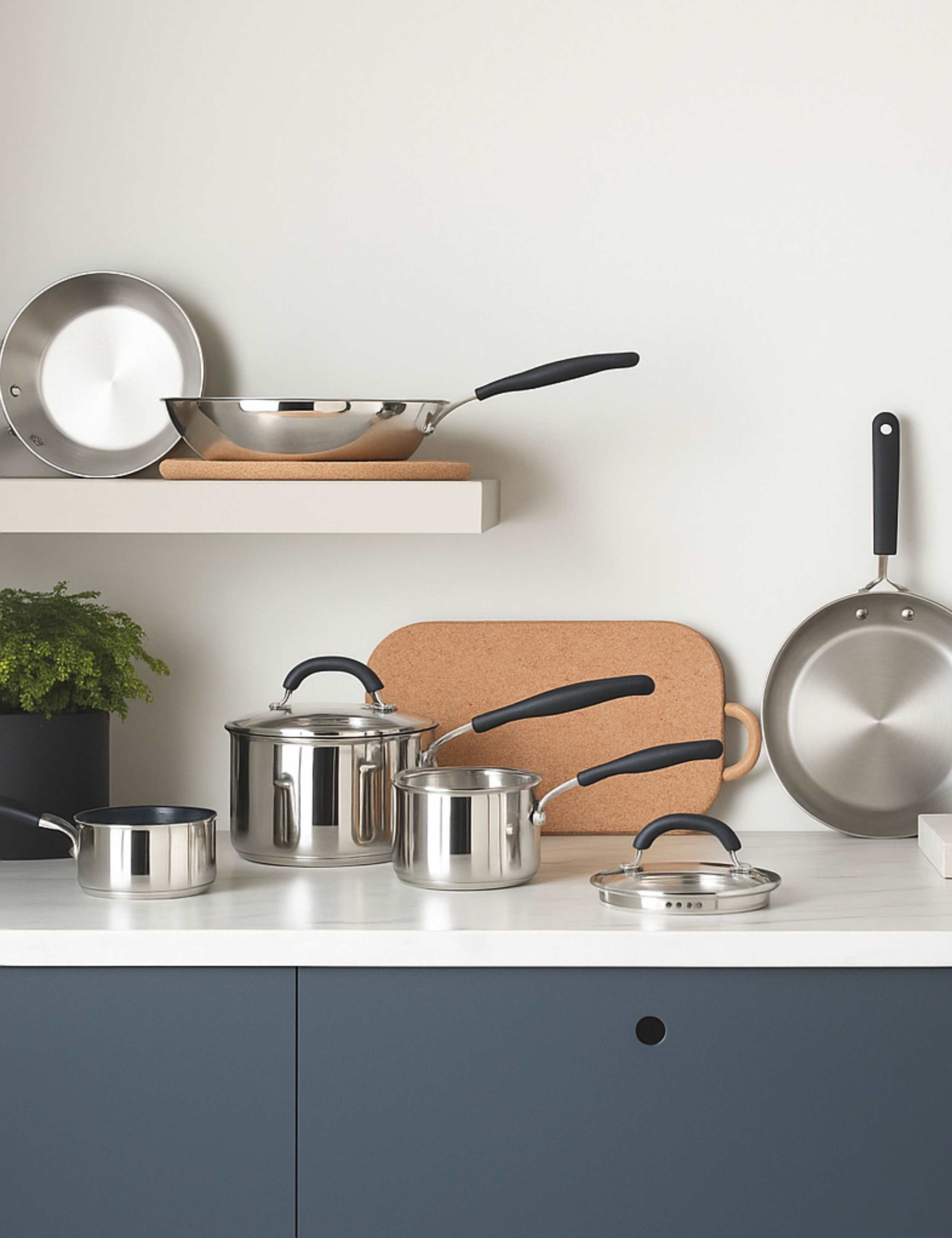 3 Piece Made to Last Stainless Steel Frying Pan Set 2 of 3