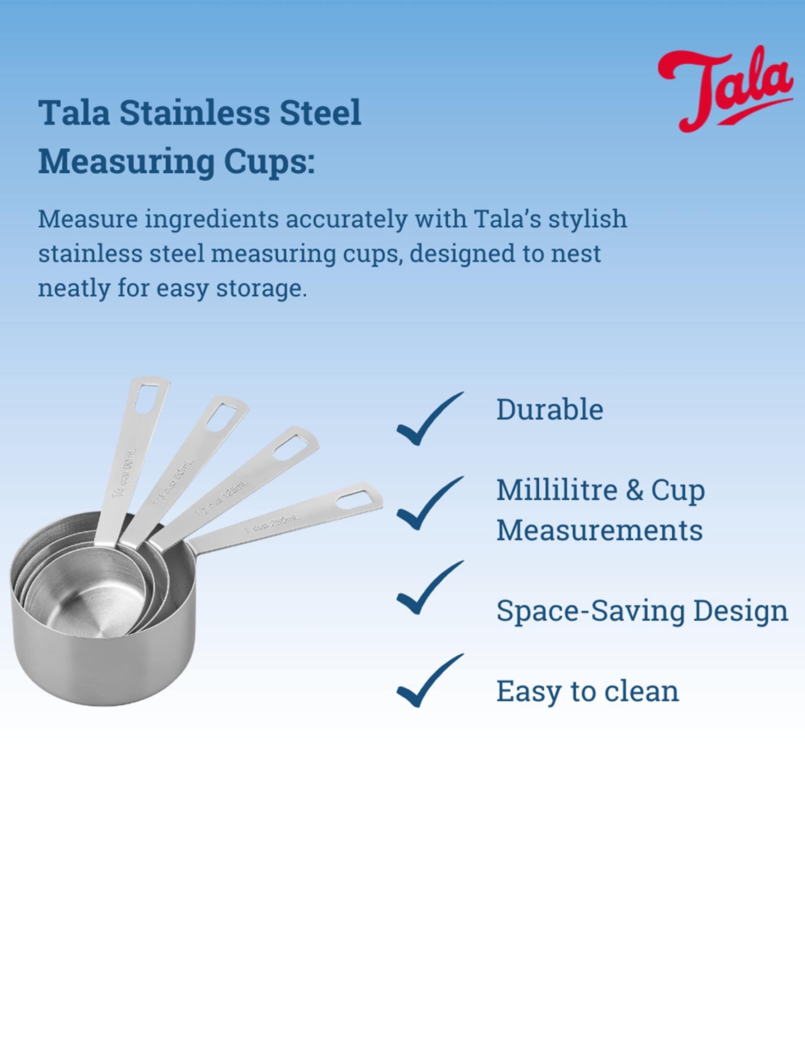 4 Piece Stainless Steel Measuring Cups 4 of 4