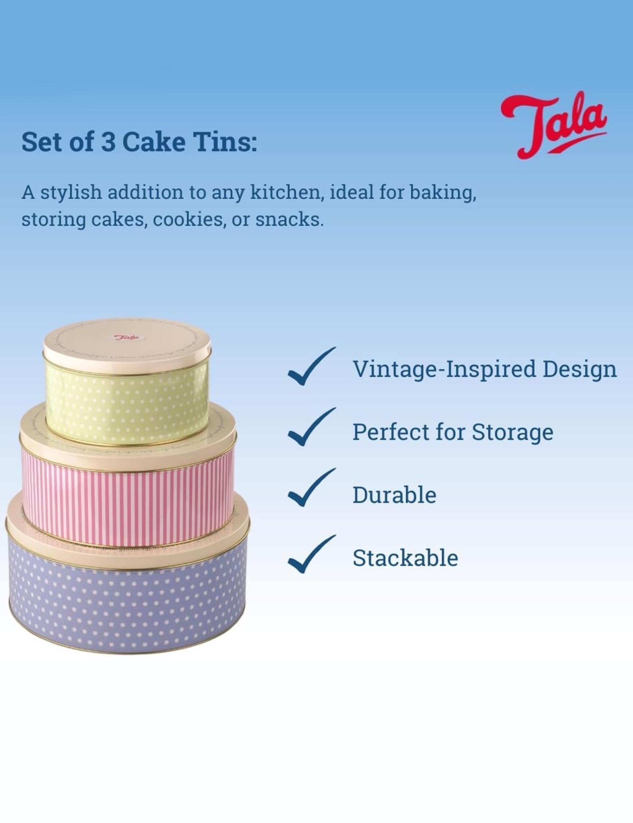 Set of 3 Tala Retro Design Cake Tins 4 of 4
