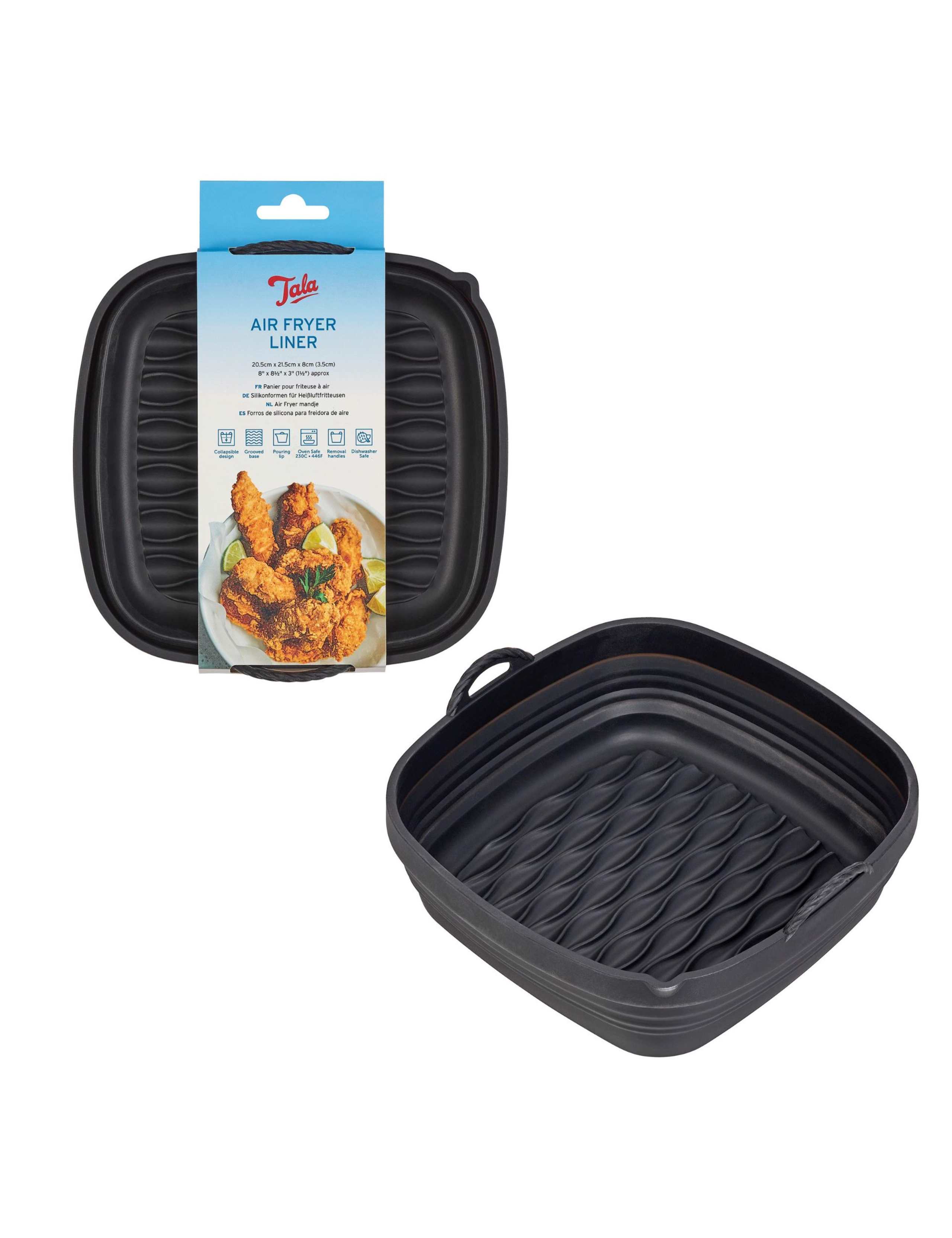 Set of 2 Square Silicone 21cm Air Fryer Liners 4 of 5