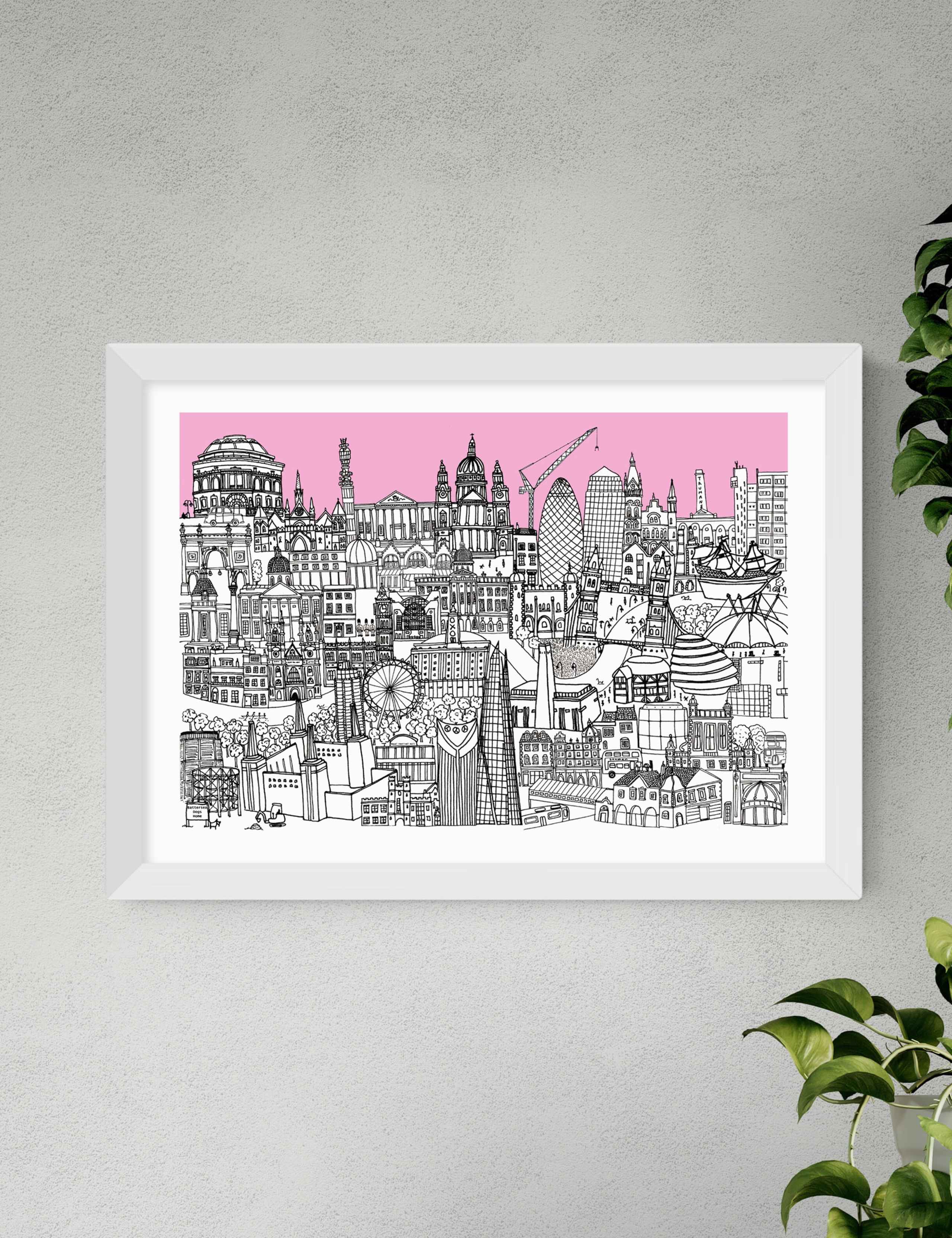 London Jungle Pink Framed Art Print 2 of 2