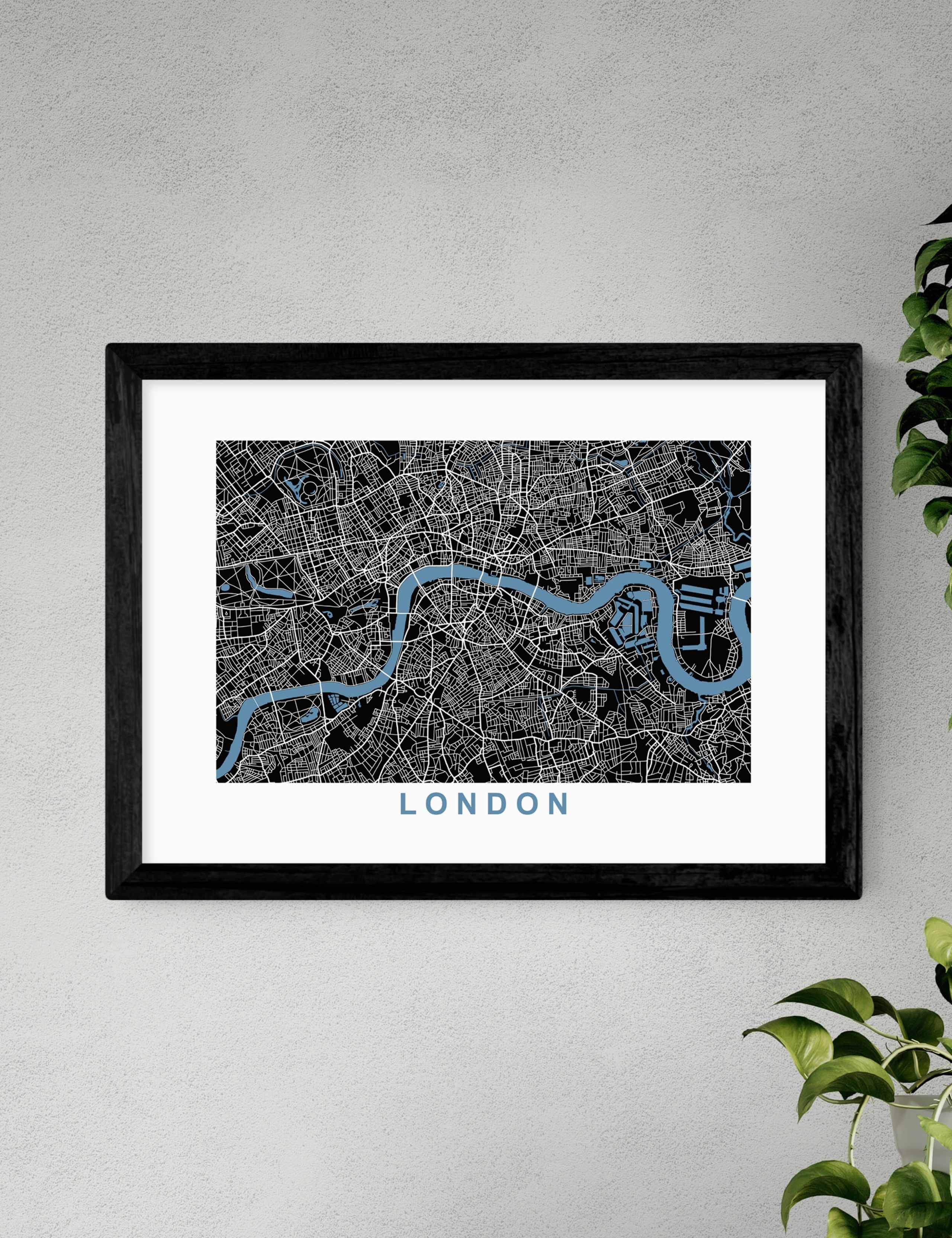 London Map Negative Framed Art Print 2 of 2