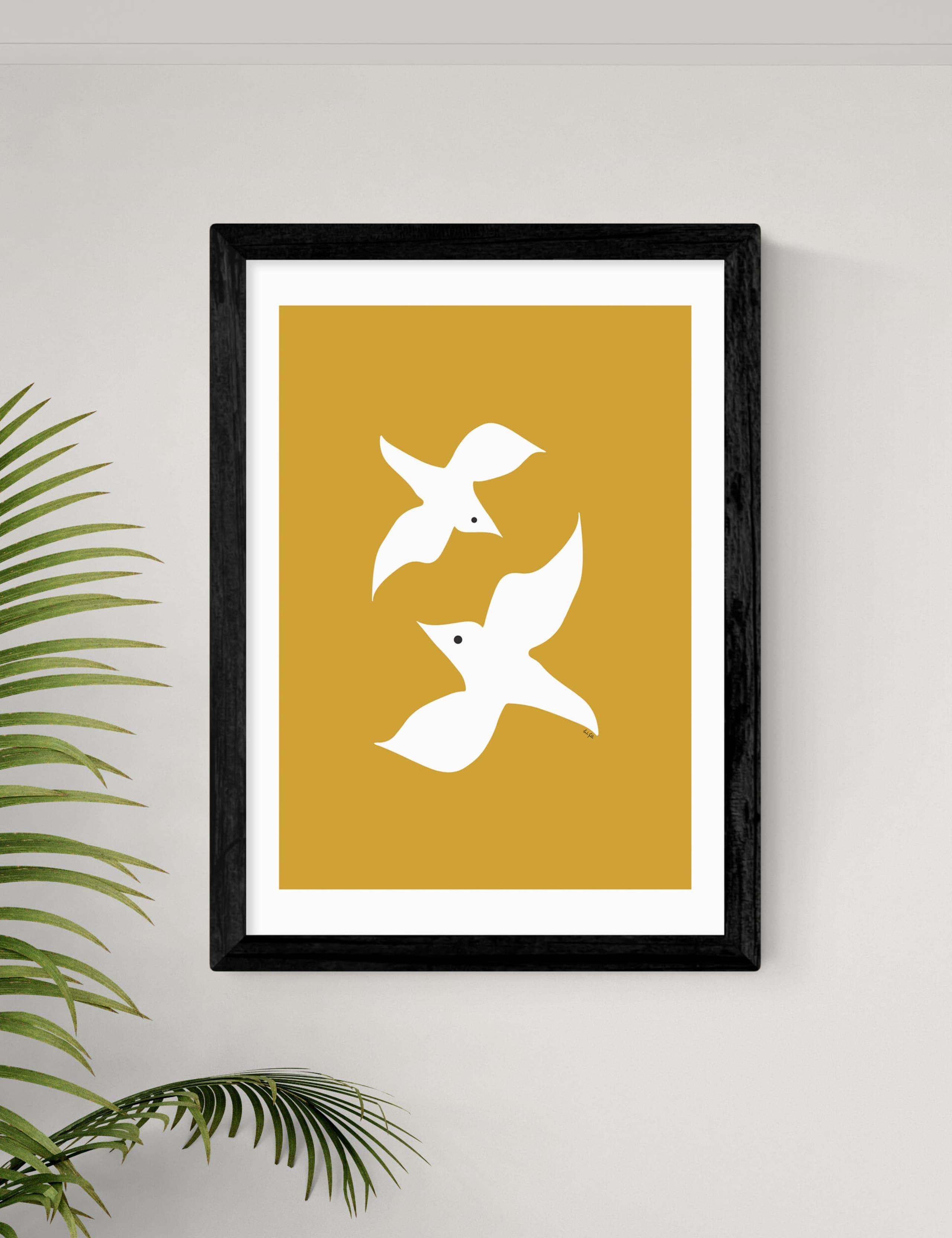 Love Birds in Mustard Framed Art Print 2 of 2