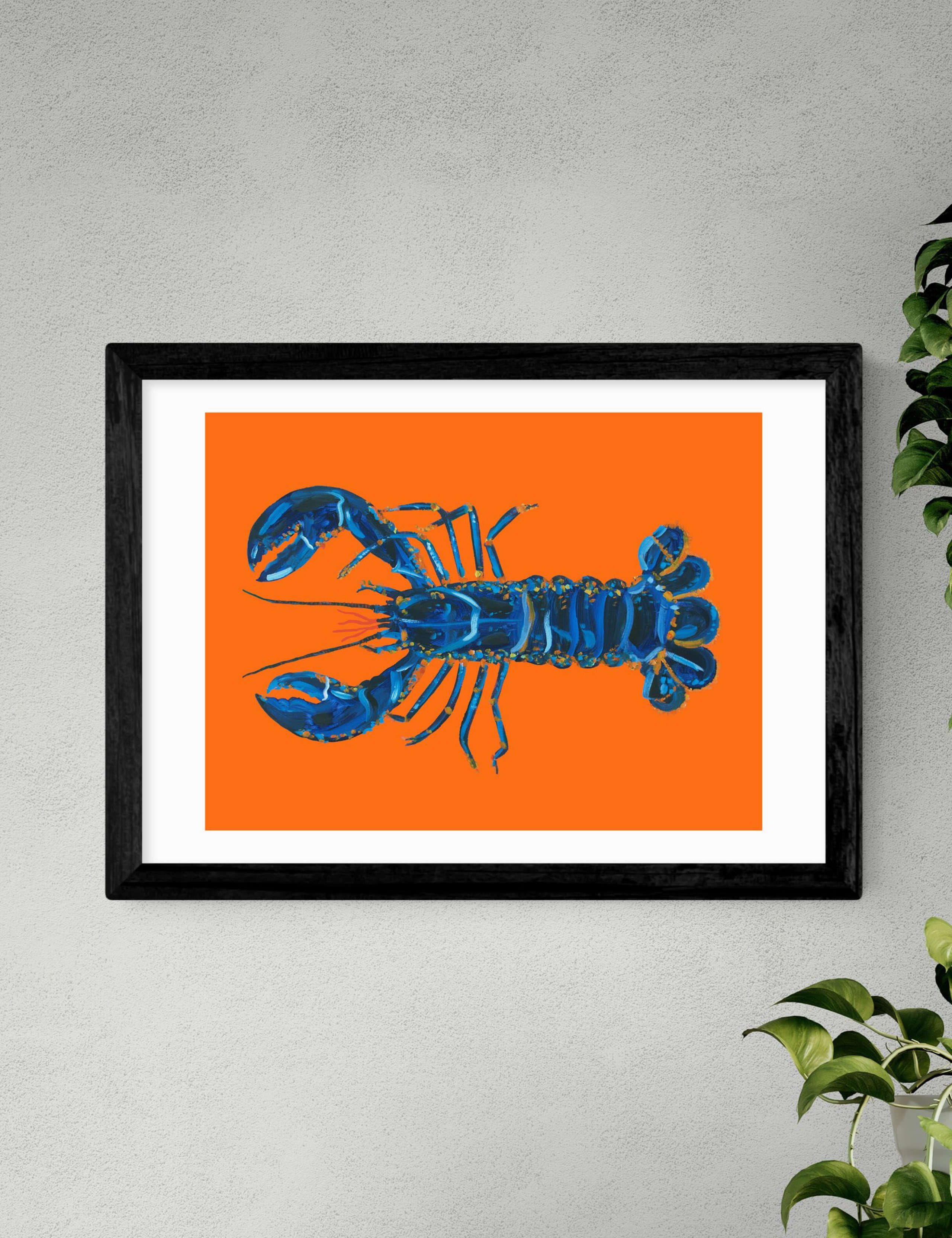 Lobster on Orange Framed Art Print 2 of 2