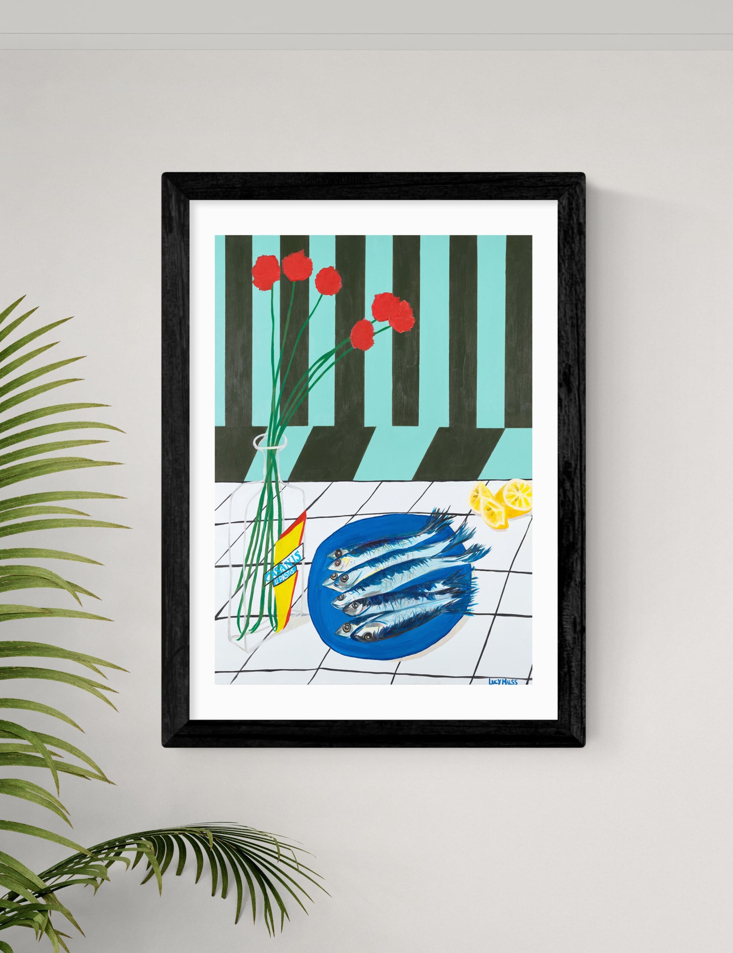 Striped Sardines Rectangle Framed Art 2 of 2