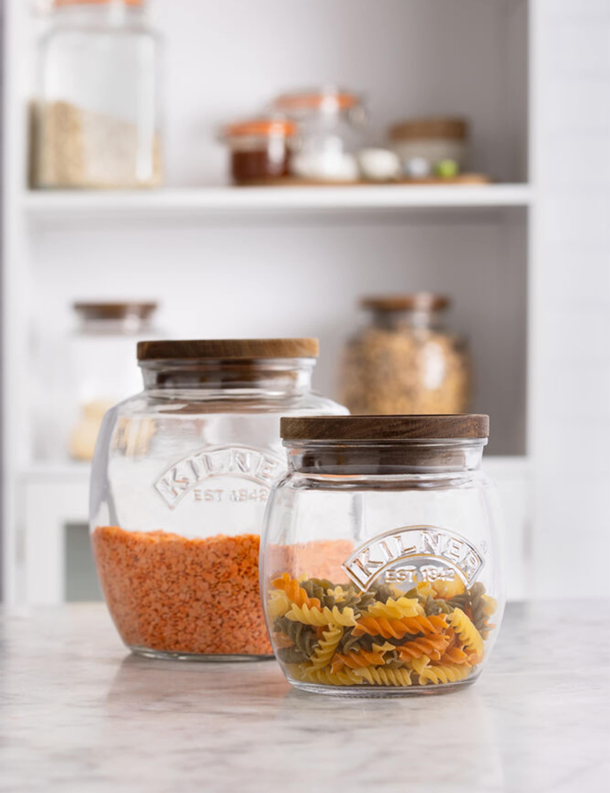 Set of 2 2L Acacia Push Top Jars 3 of 4