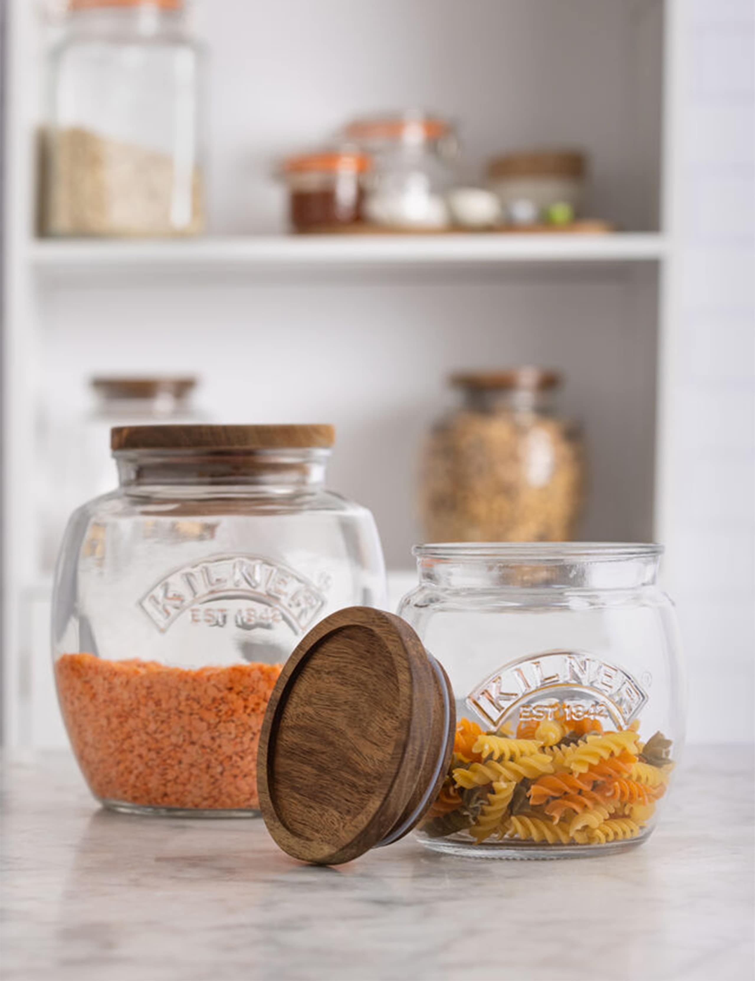 Set of 2 2L Acacia Push Top Jars 4 of 4