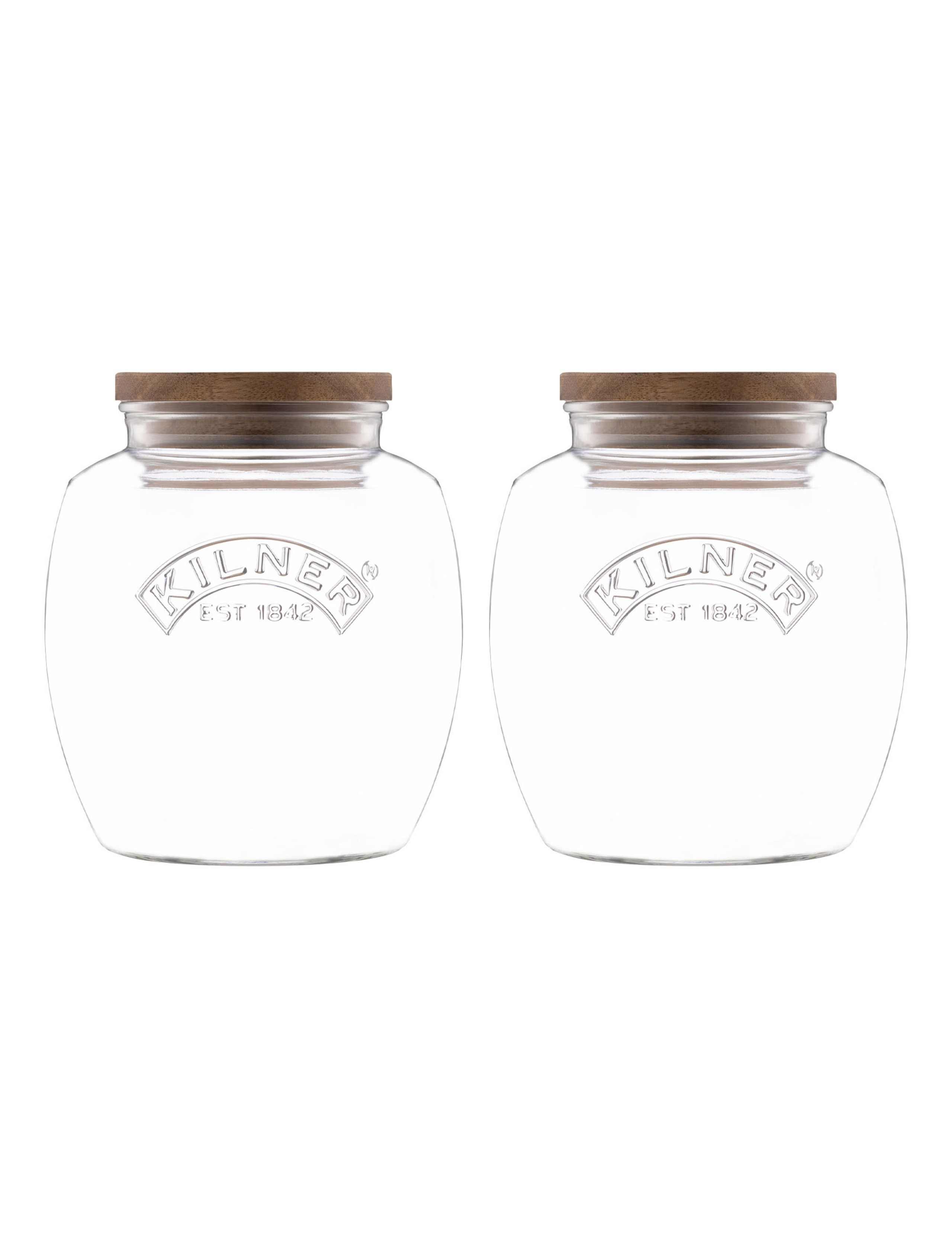 Set of 2 2L Acacia Push Top Jars 2 of 4