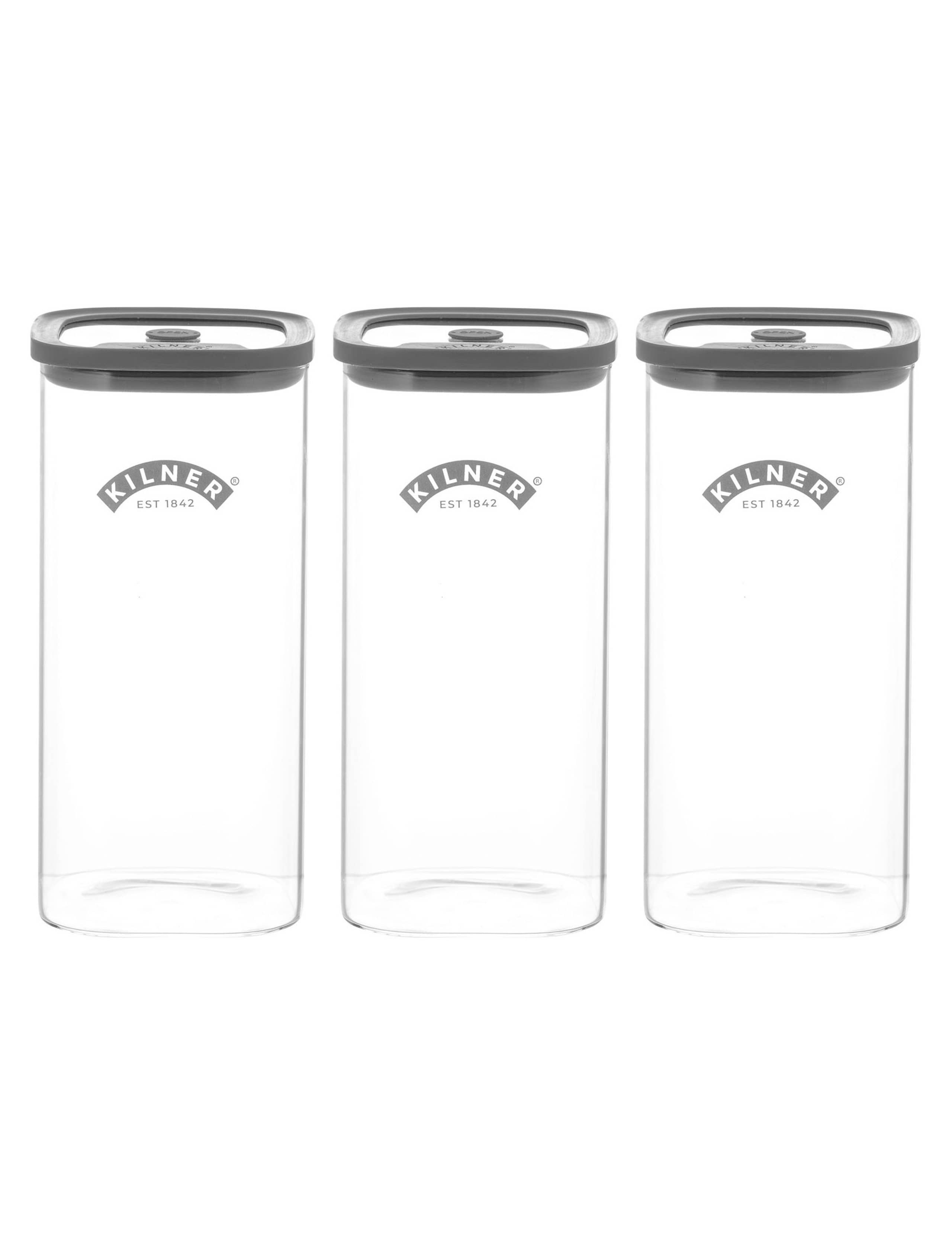 Set of 3 1.5L Square Glass Storage Jars 2 of 4