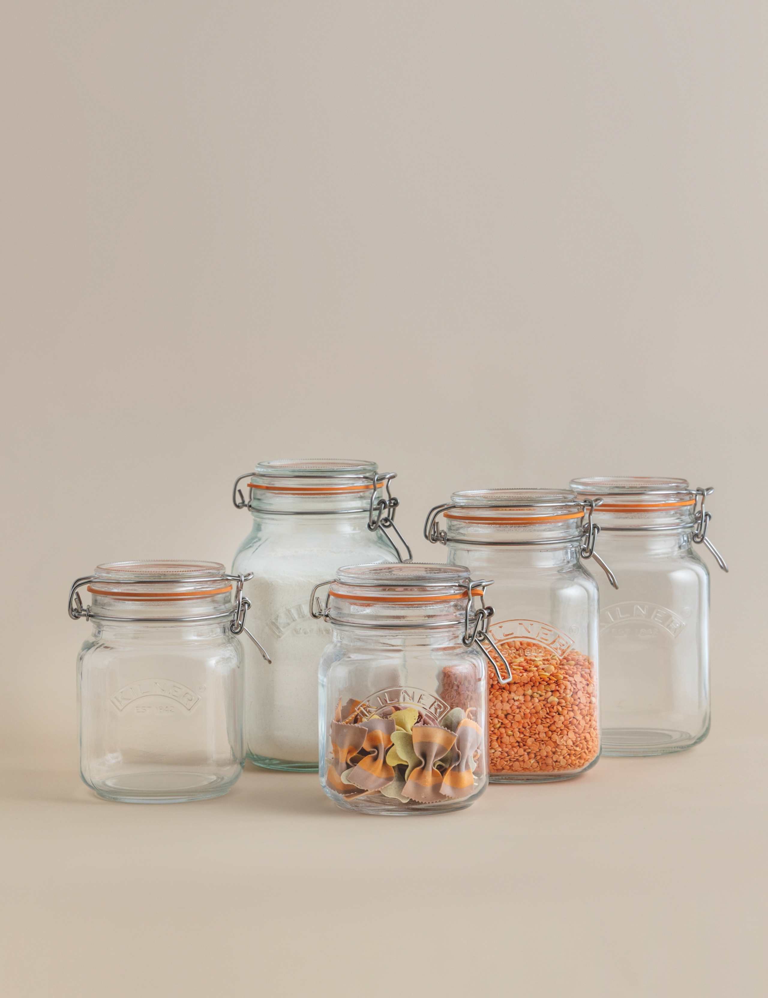 Set of 5 Square Clip Top Pantry Jars 4 of 5