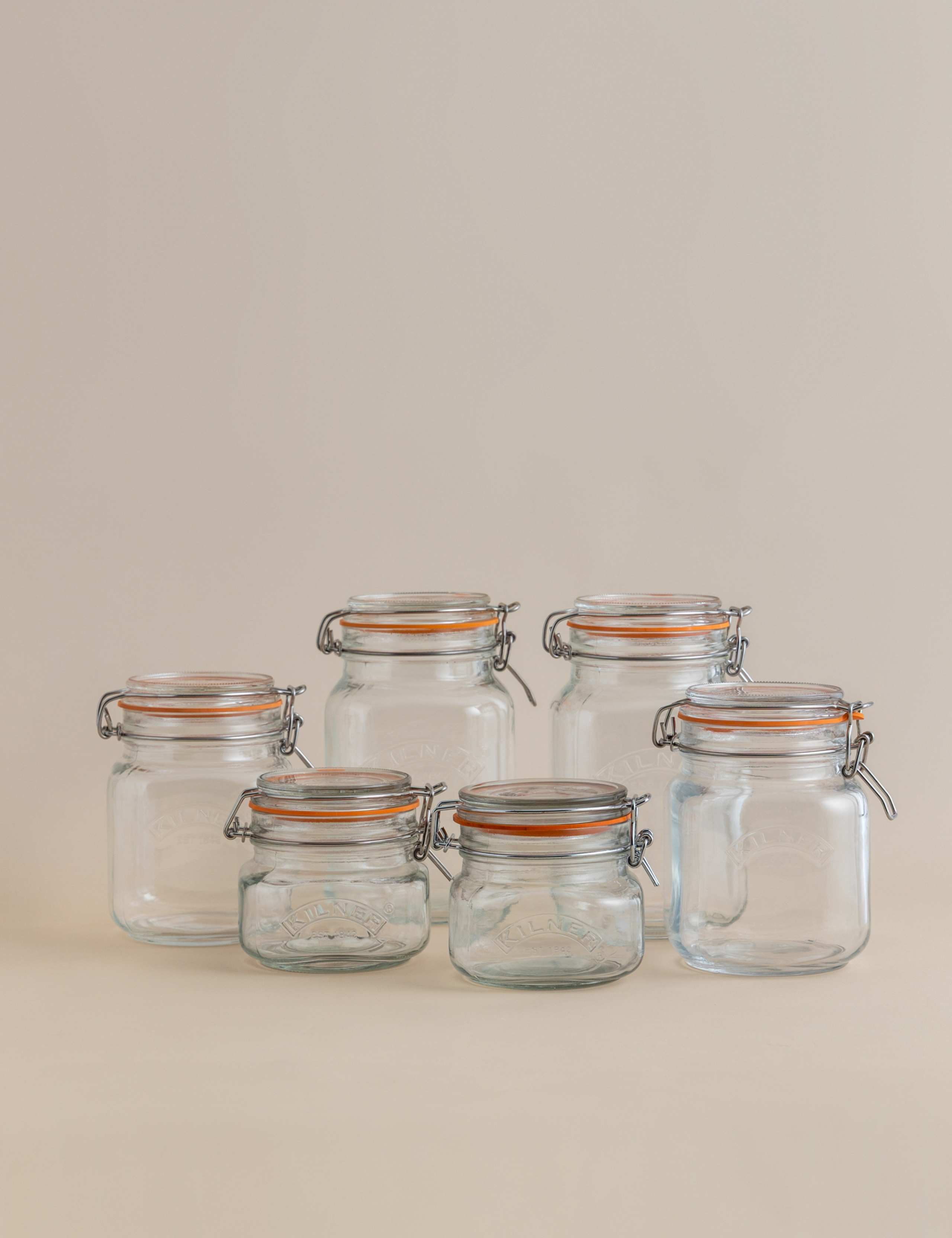 Set of 6 Square Clip Top Pantry Jars 1 of 5