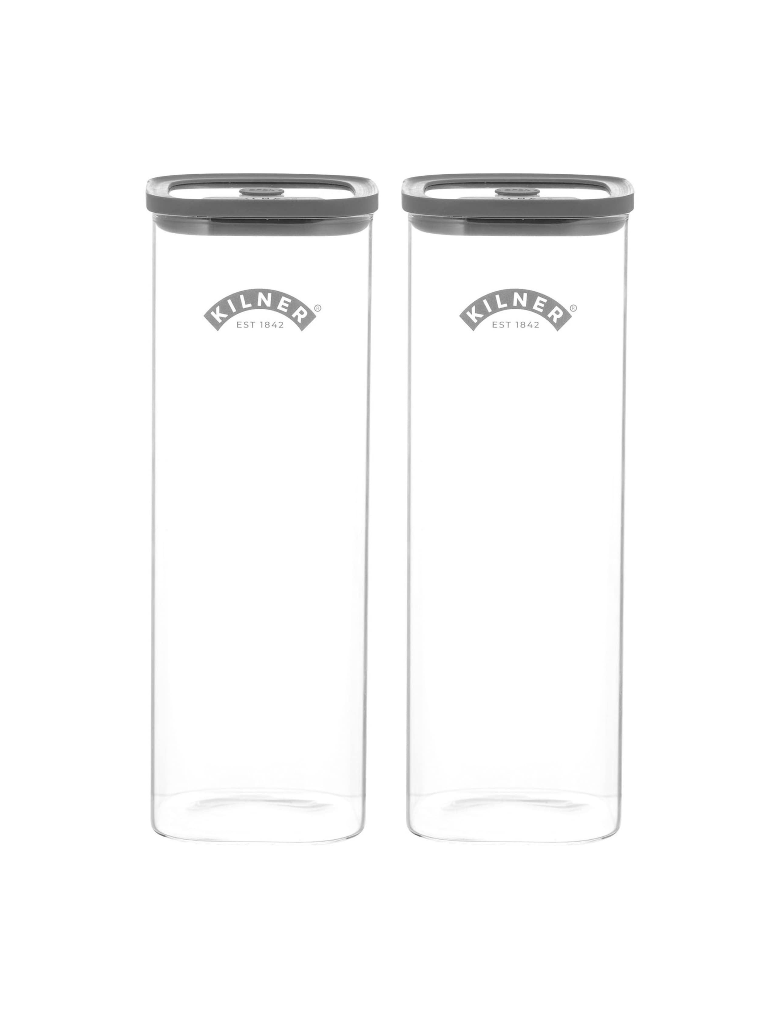 Set of 2 2L Square Glass Storage Jars 2 of 4