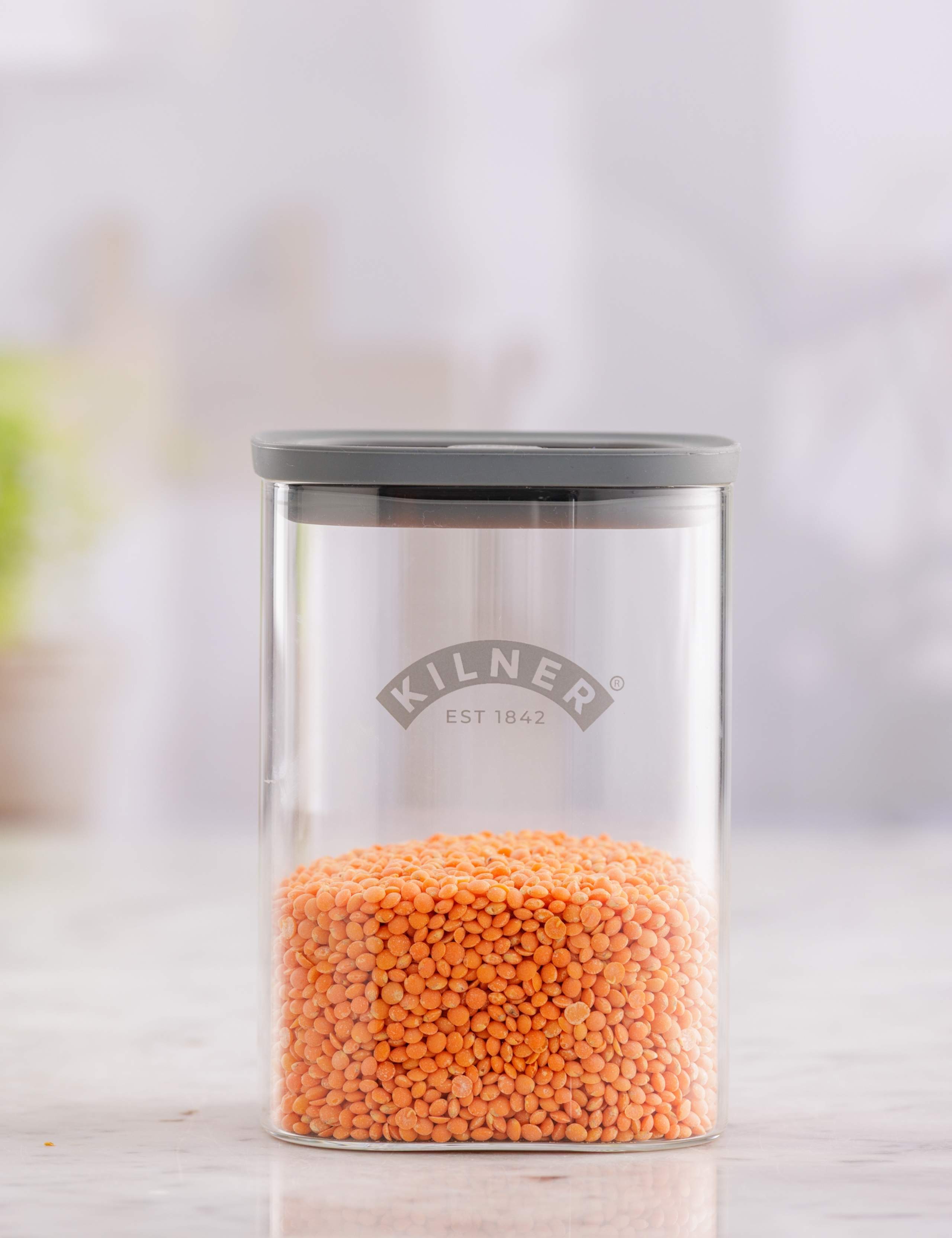 Set of 3 1L Square Glass Storage Jars 4 of 5