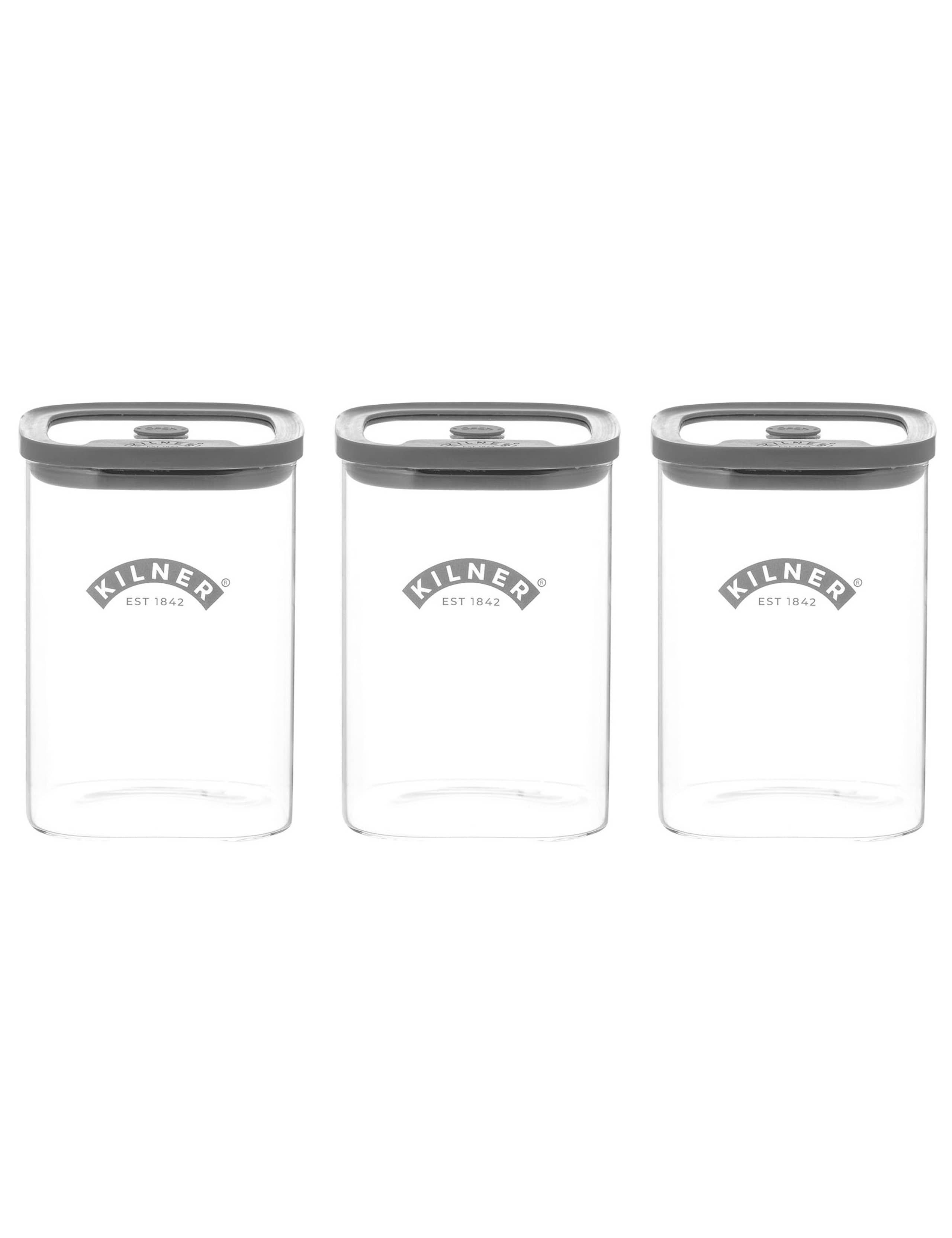 Set of 3 1L Square Glass Storage Jars 2 of 5