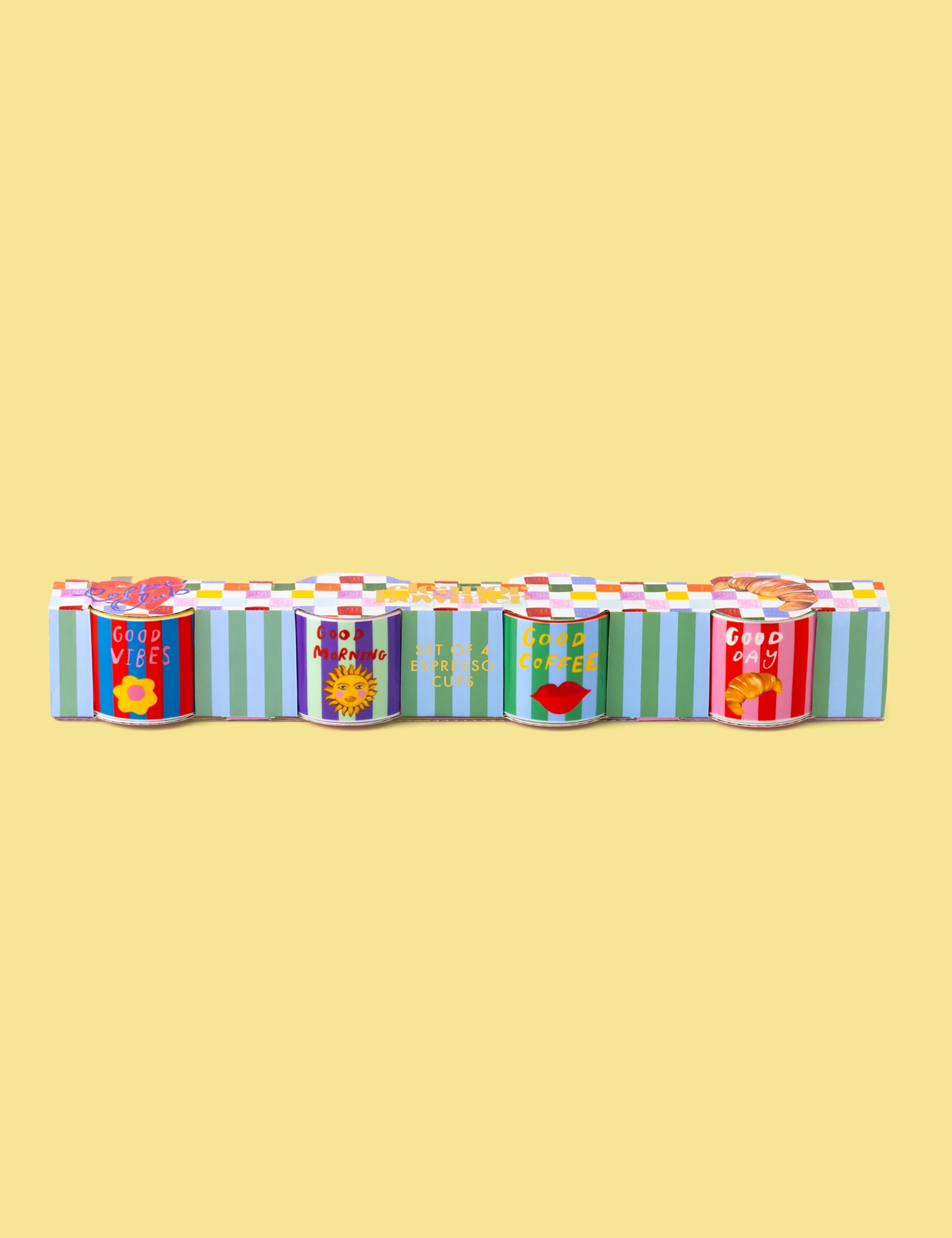 Set of 4 Coffee Club Striped Espresso Cups 10 of 10