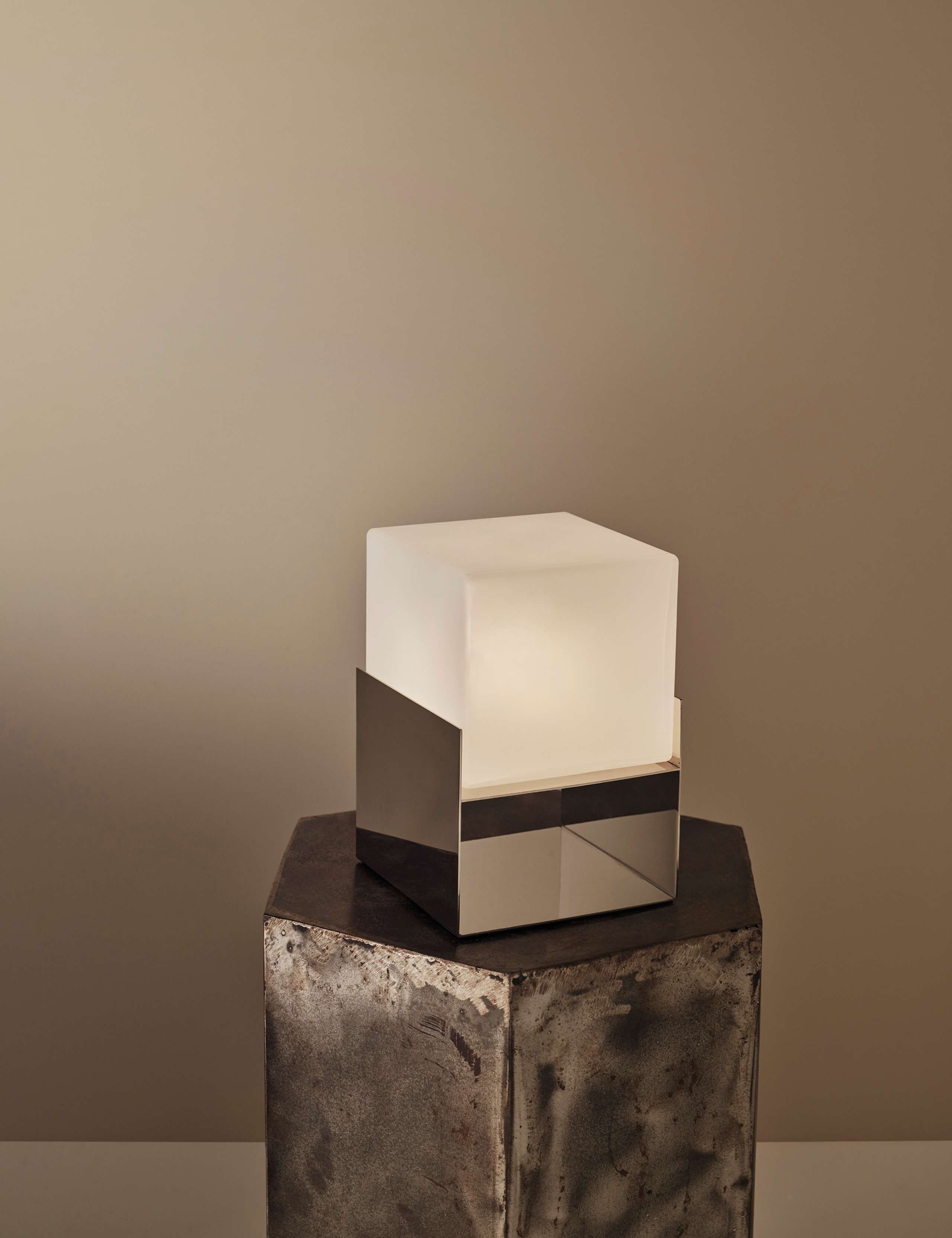 Kelly Hoppen Rechargeable Square Glass Lamp 1 of 5