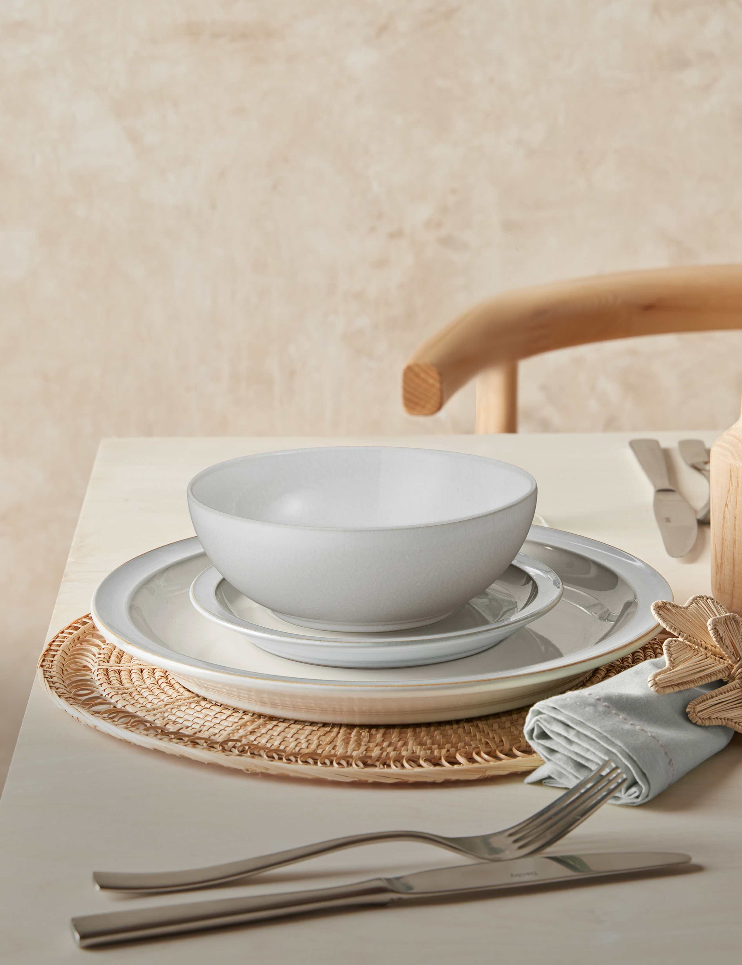 12 Piece Cotton White Dinner Set 3 of 5