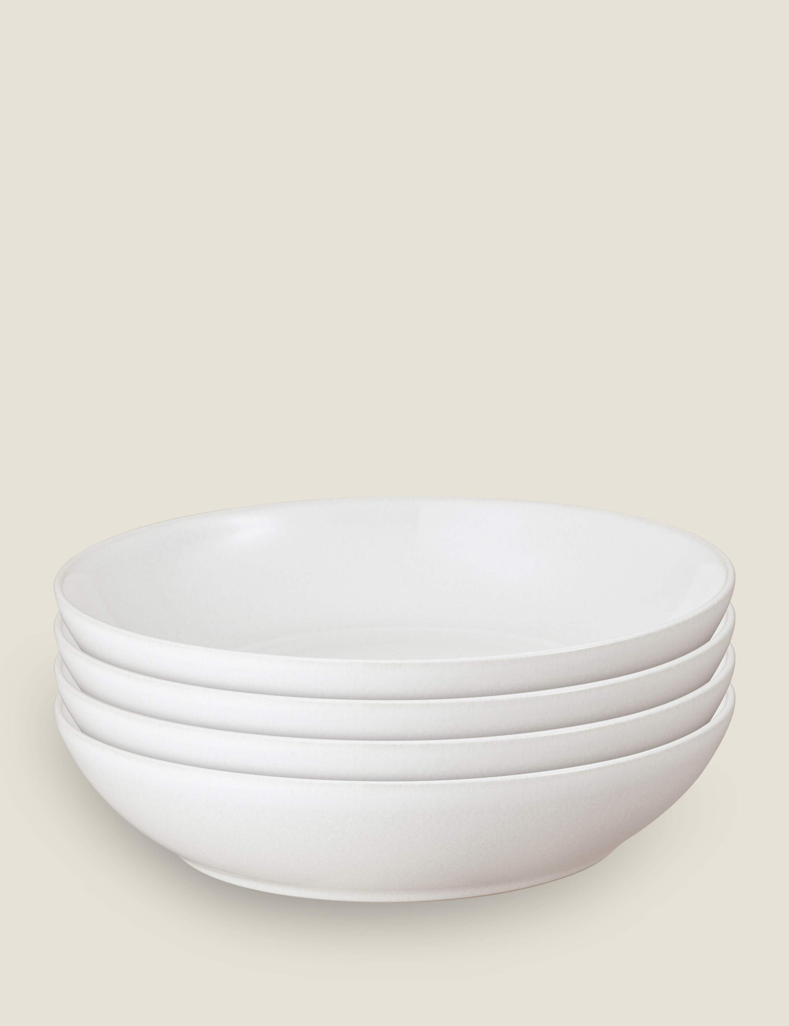 Set of 4 Cotton White Pasta Bowls 2 of 5