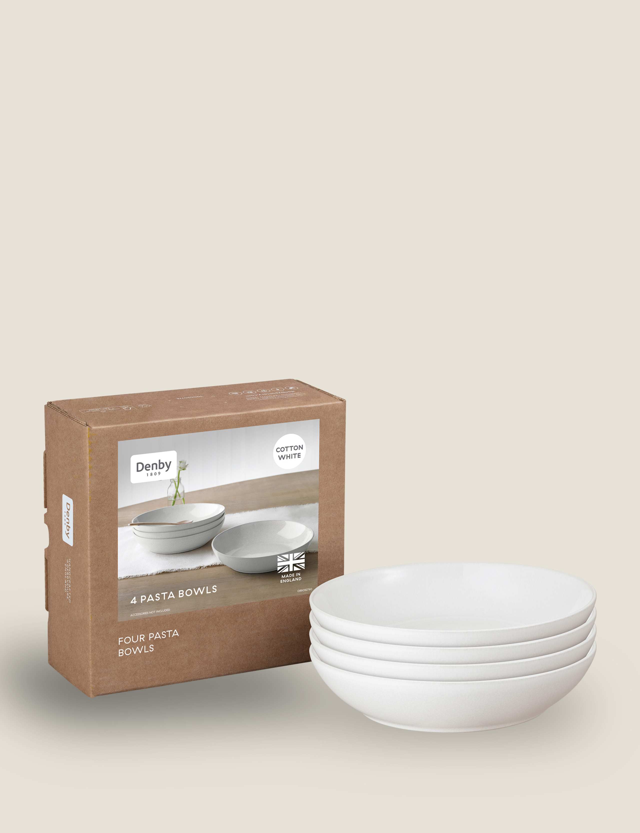 Set of 4 Cotton White Pasta Bowls 5 of 5