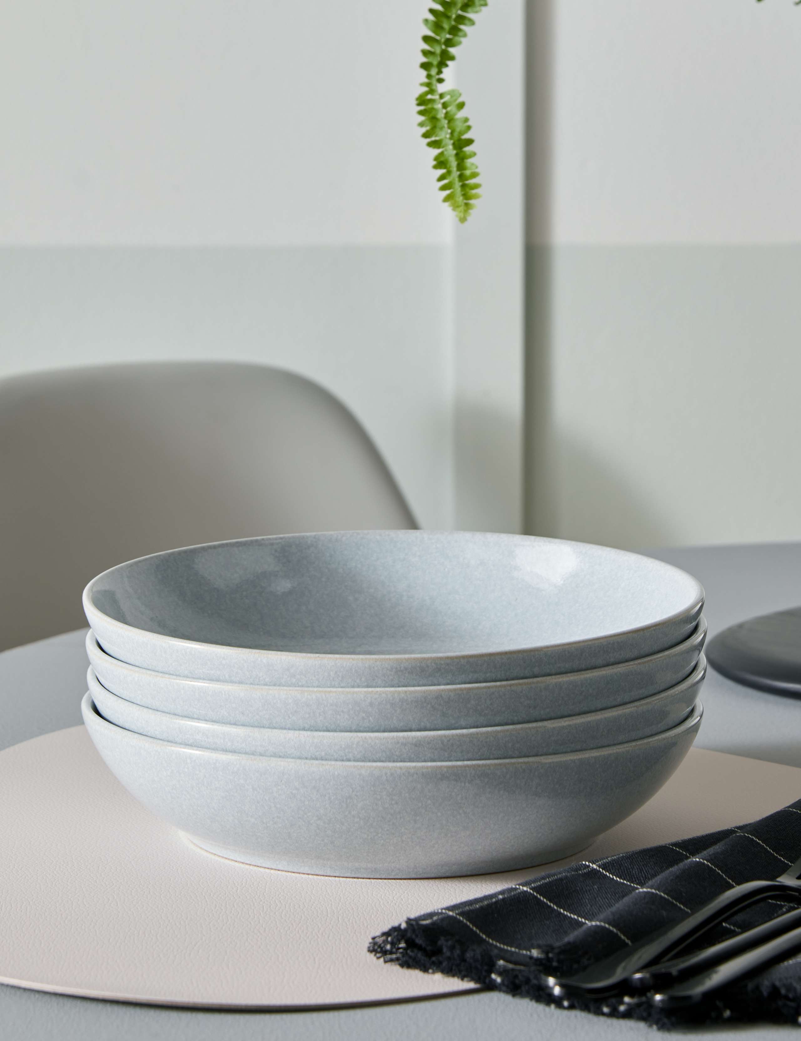 Set of 4 Dove Grey Pasta Bowls 1 of 5