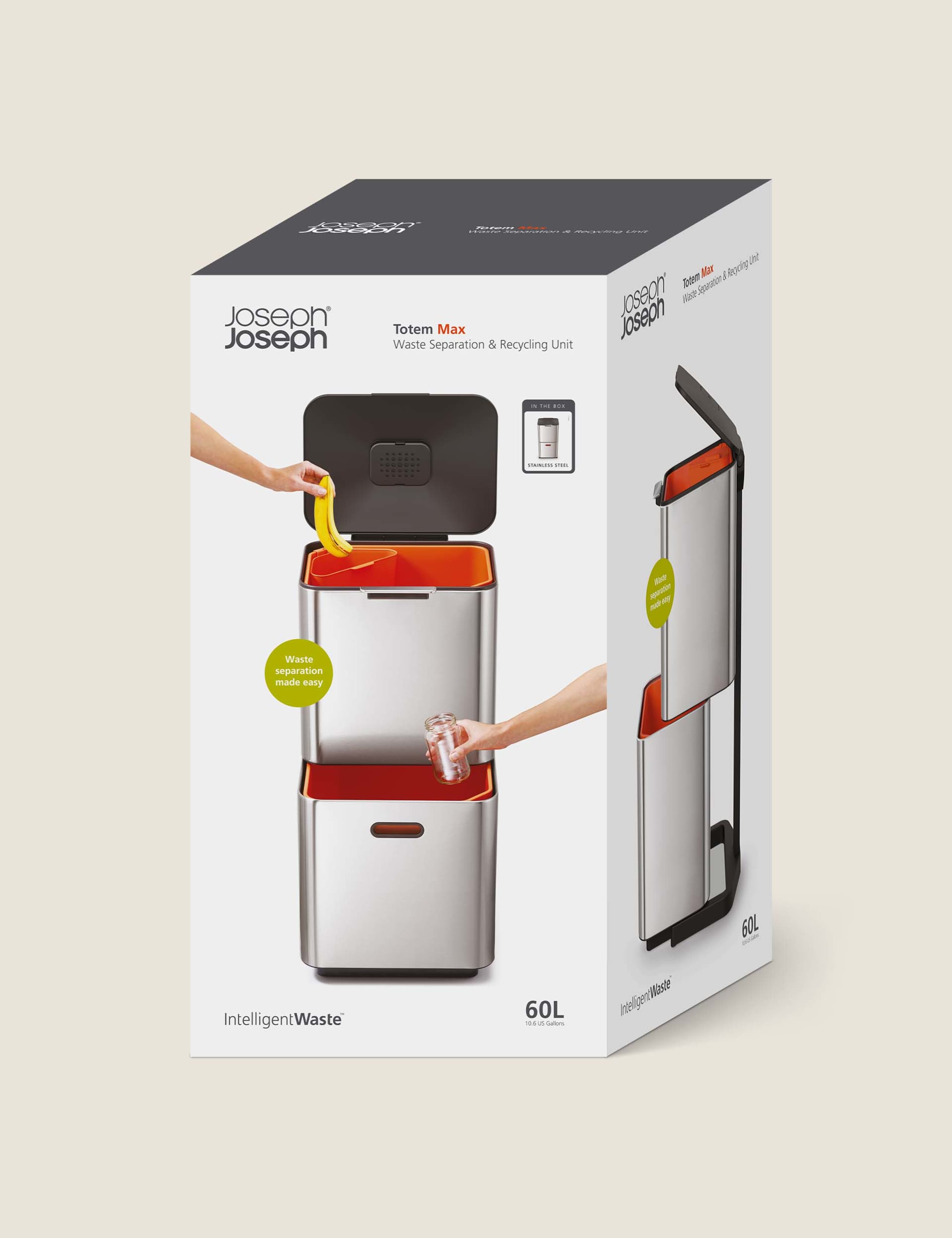 Totem Max 60L Stainless Steel Waste & Recycling Bin 6 of 6