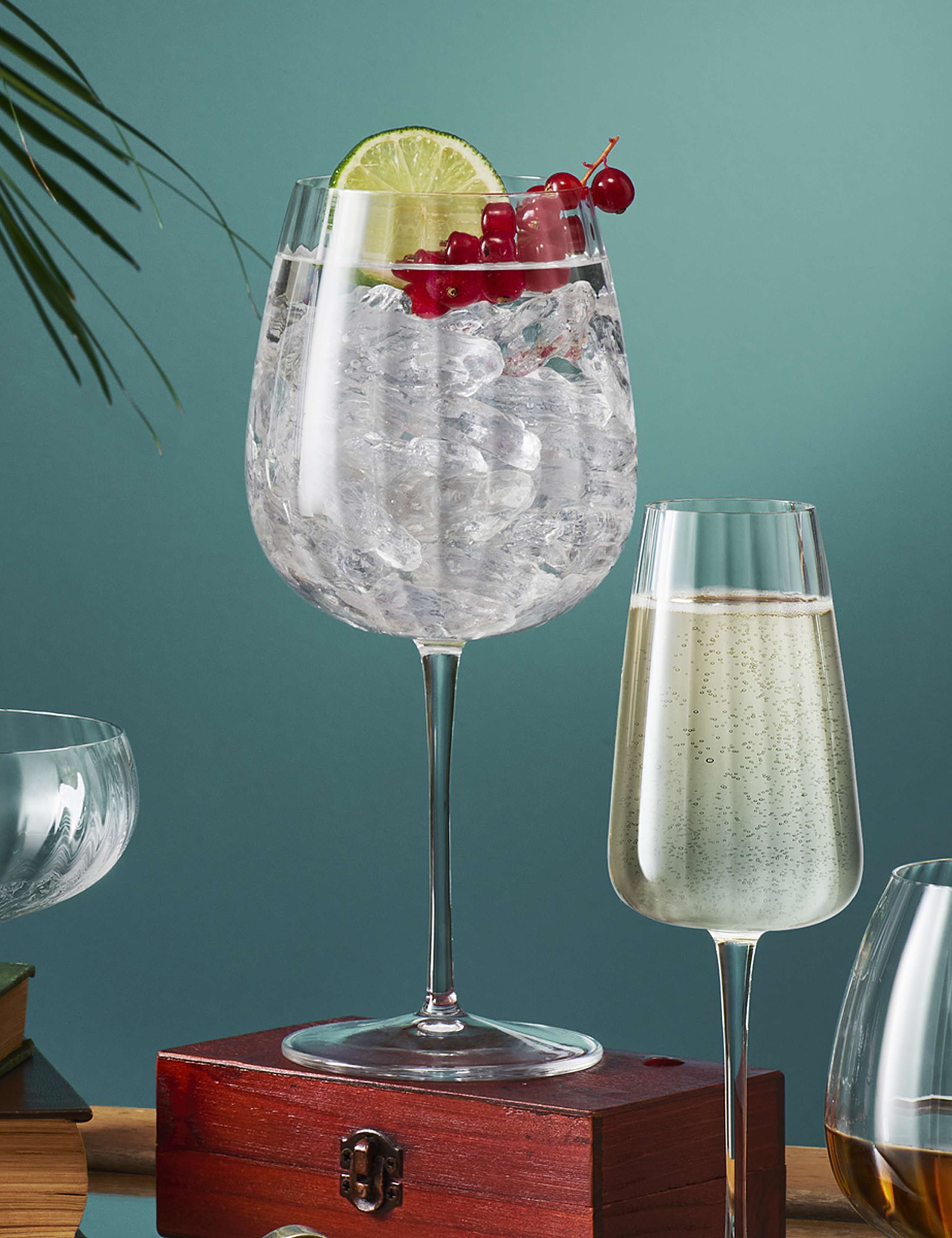 Set of 4 Optica Burgundy & Gin Glasses 2 of 3