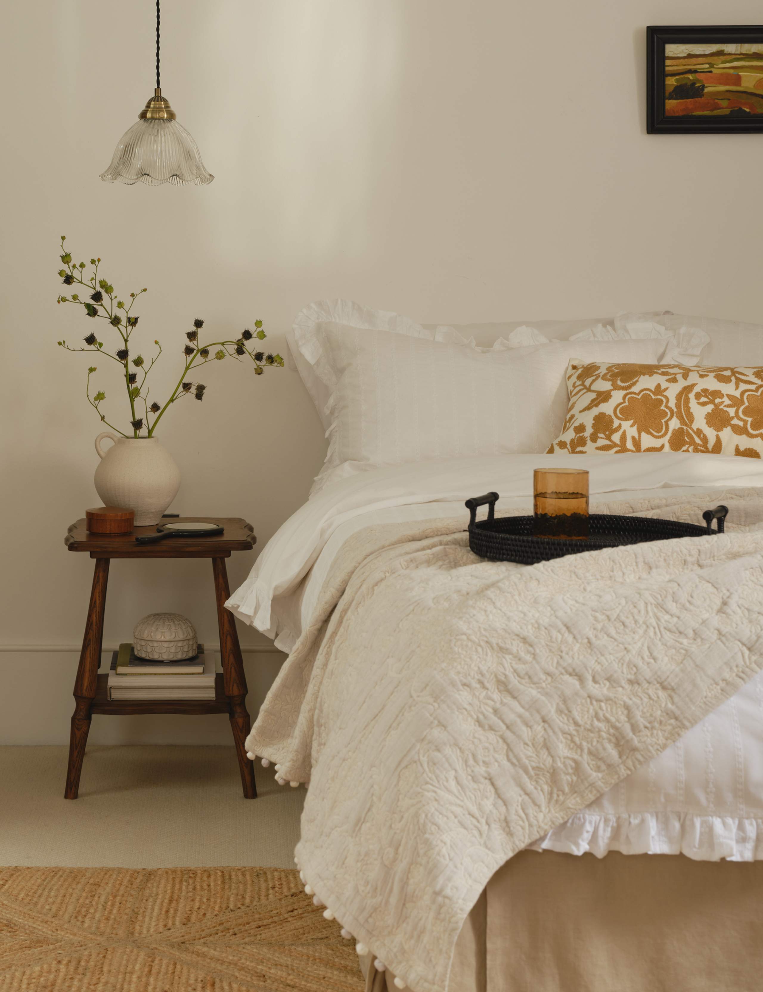 Cotton with Linen Embroidered Bedspread 4 of 4