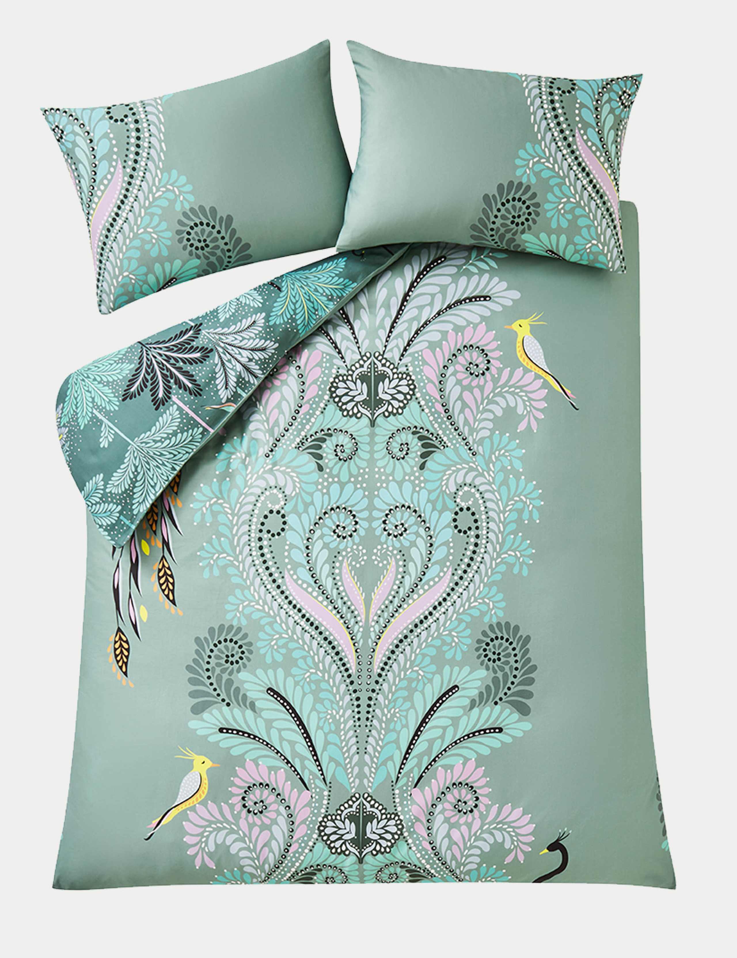 Pure Cotton Sateen Peacock Filigree Bedding Set 5 of 7
