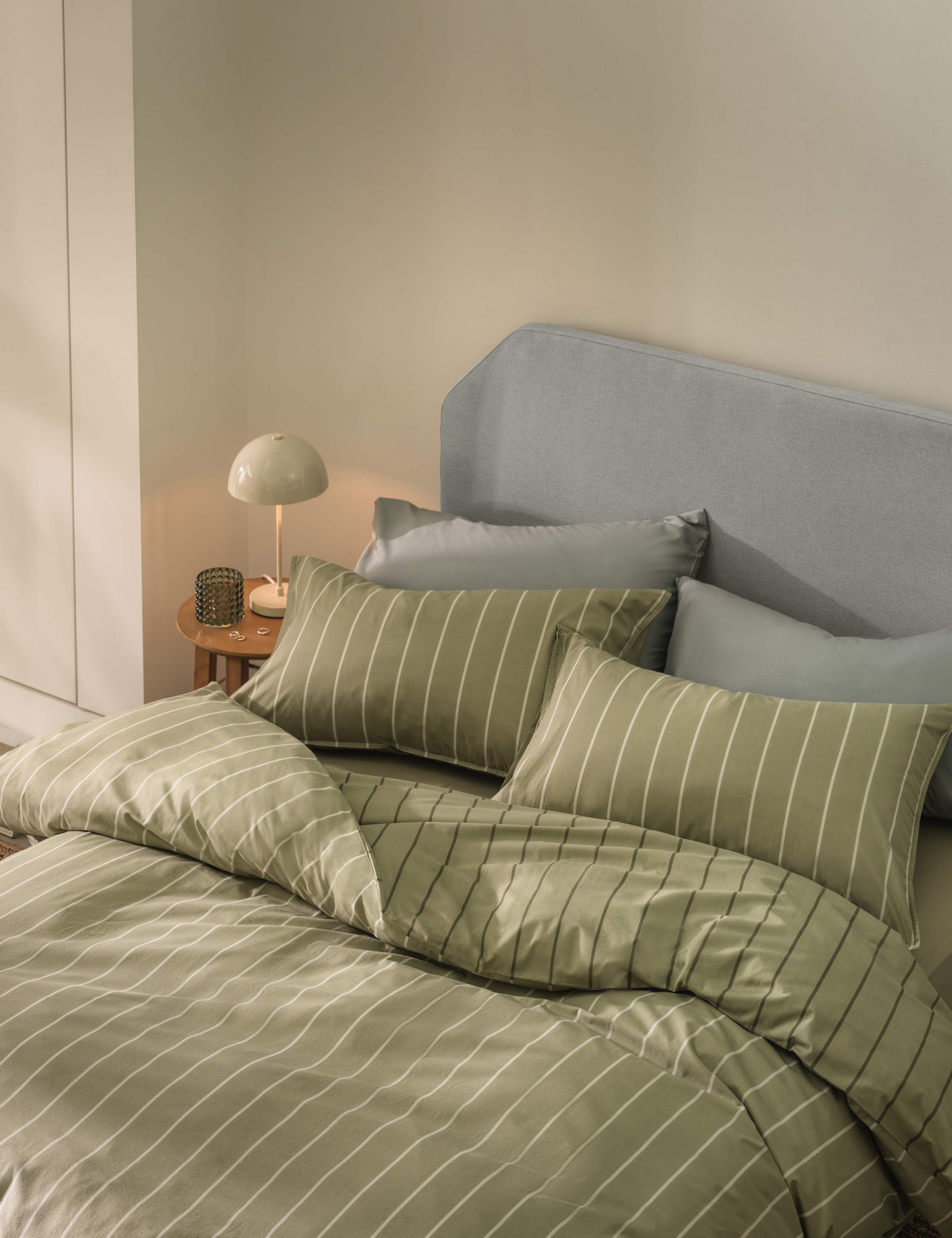 Cotton Rich Narrow Striped Bedding Set 6 of 6