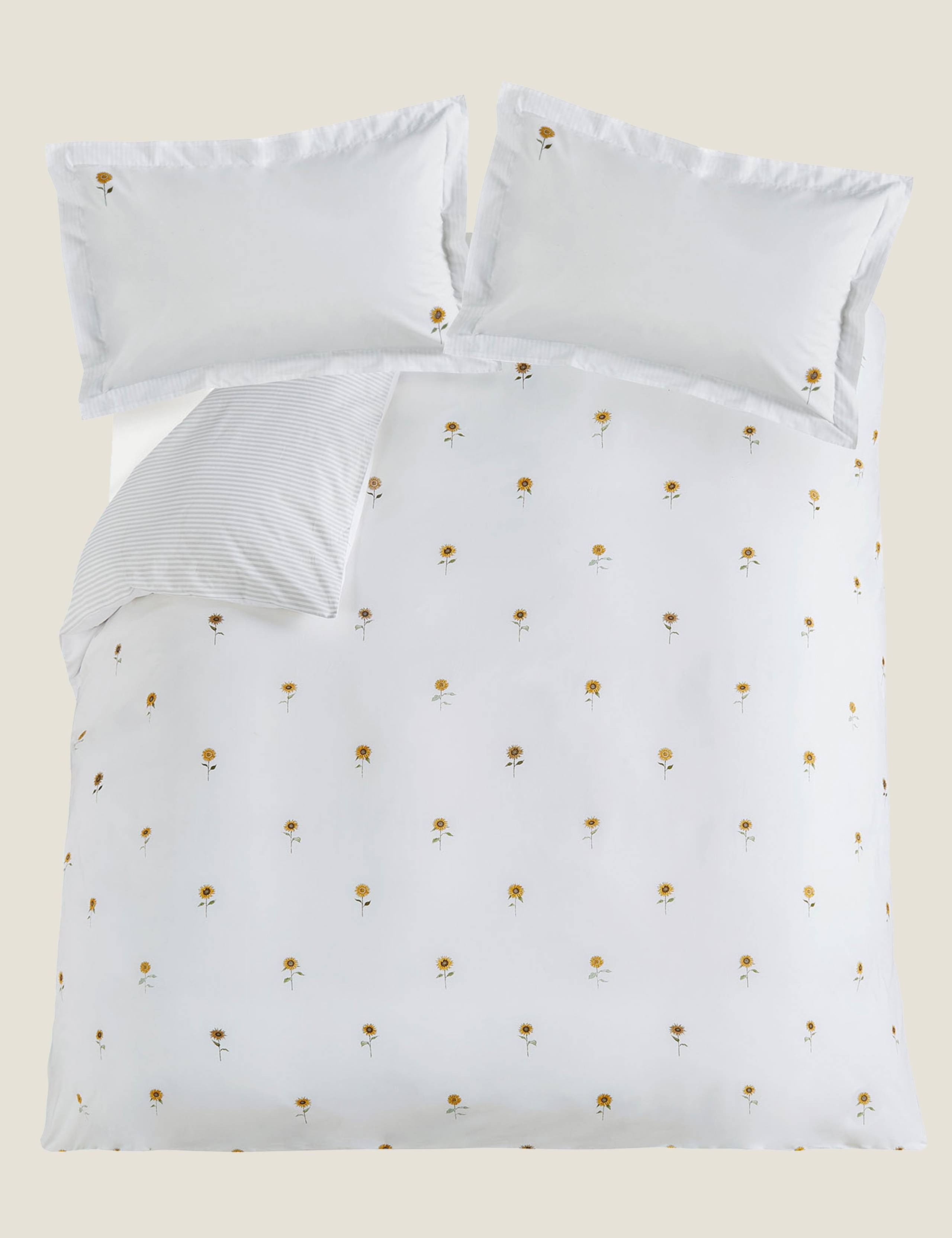 Pure Cotton Percale Sunflower Bedding Set 3 of 4