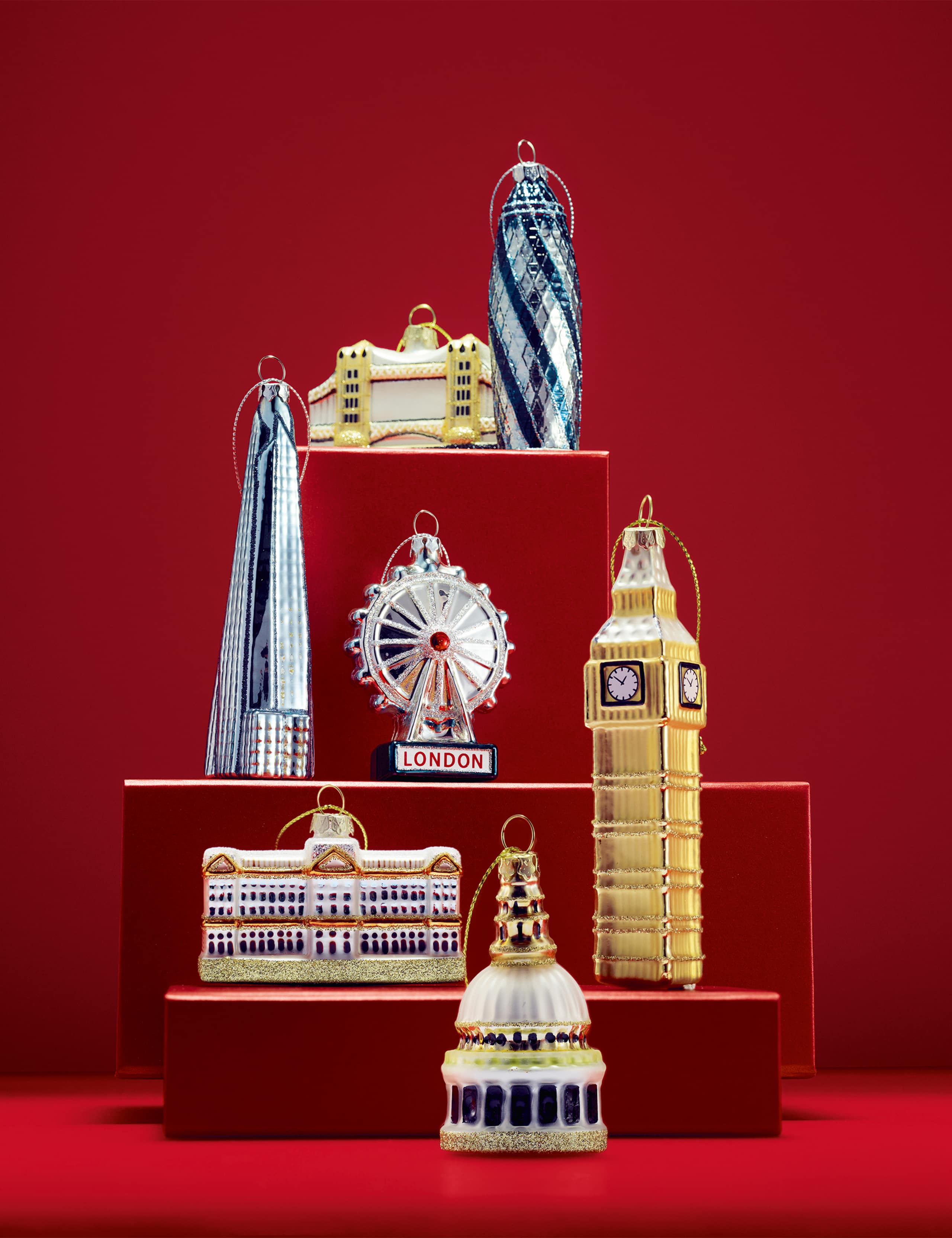 3pk Glass London Icon Hanging Decorations 4 of 4