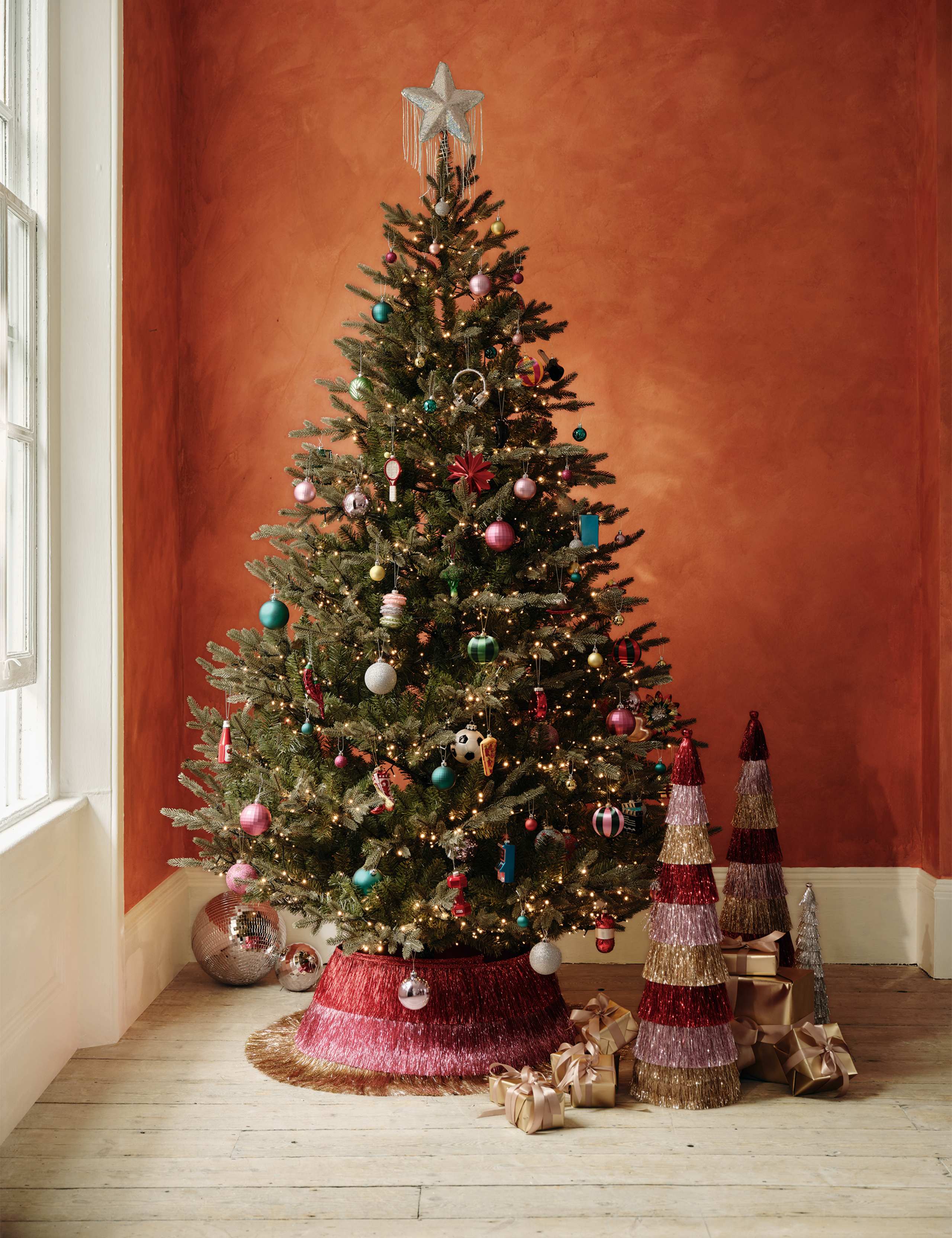 3ft Striped Tinsel Tree Room Decoration 4 of 5