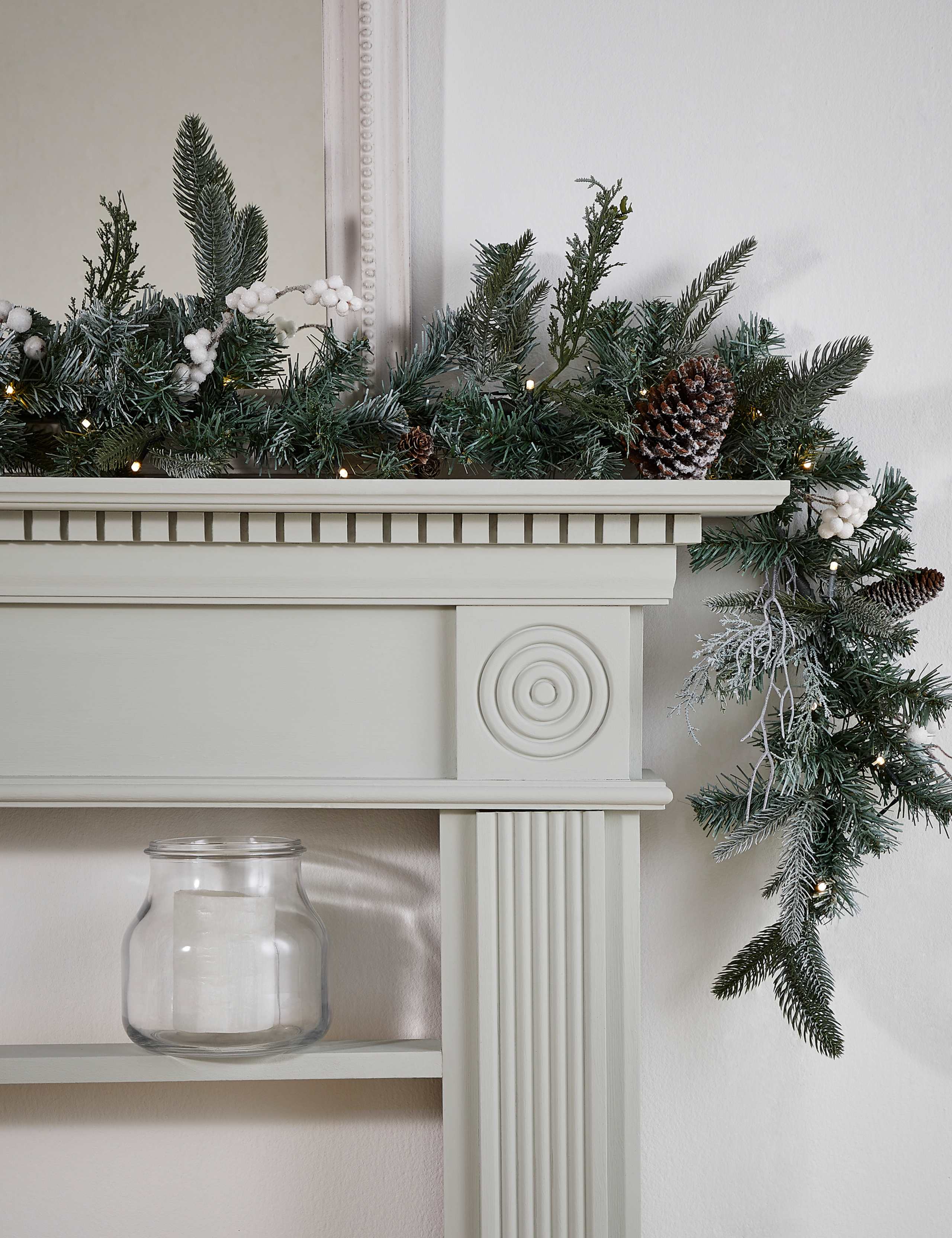 6ft Lit Snowy Garland 1 of 2