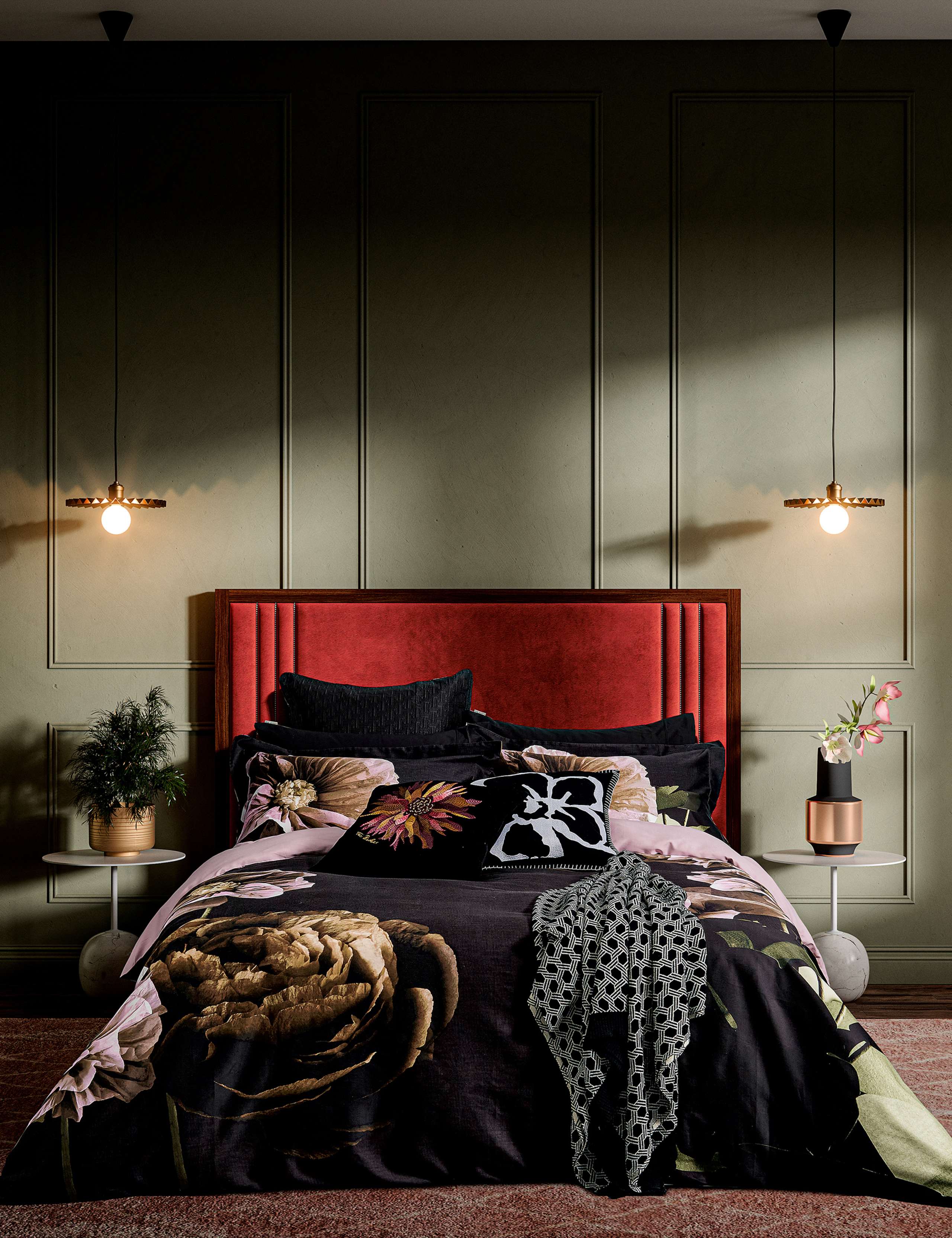 Pure Cotton Sateen Paper Floral Bedding Set 2 of 5