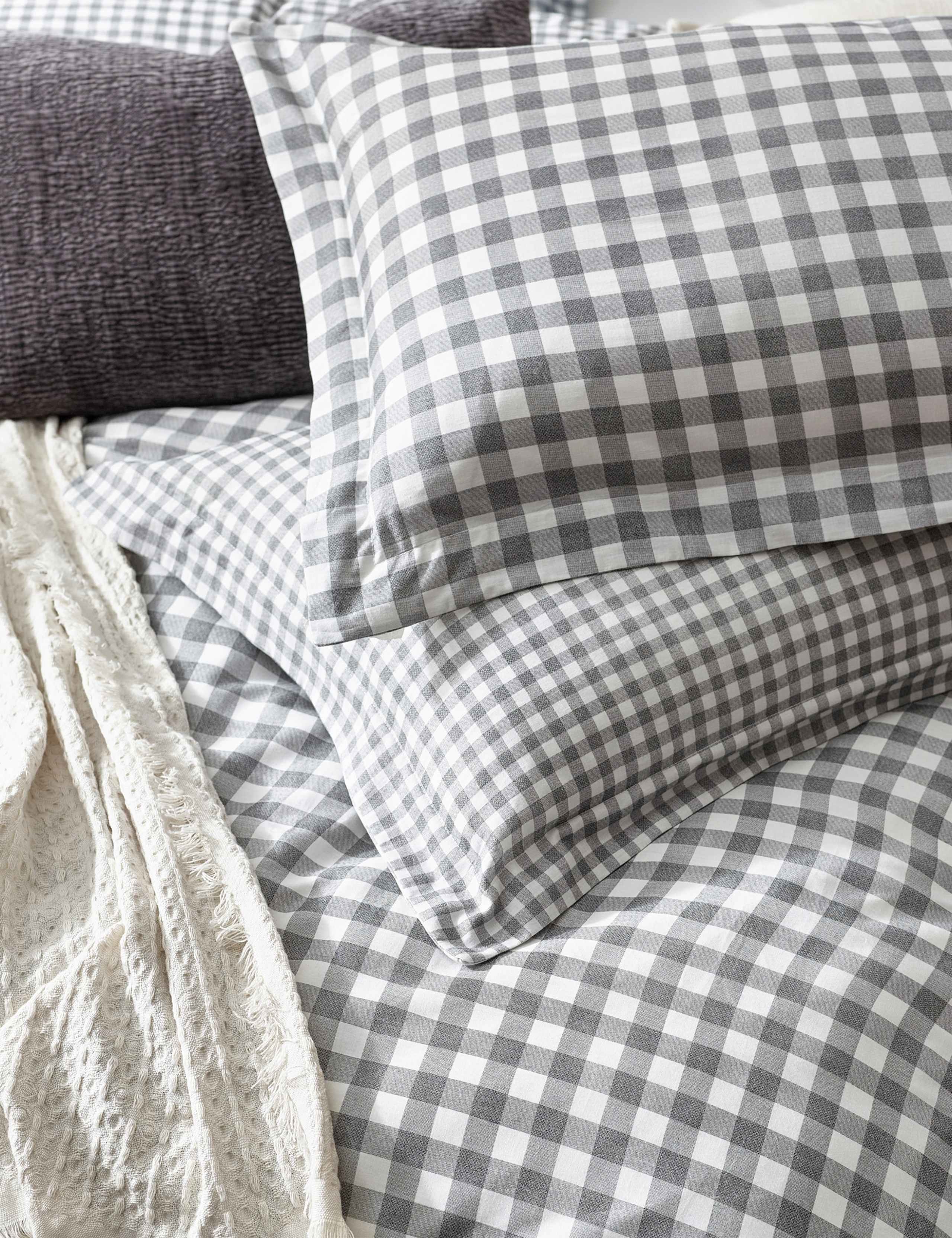 Washed Cotton Barton Gingham Bedding Set 4 of 4