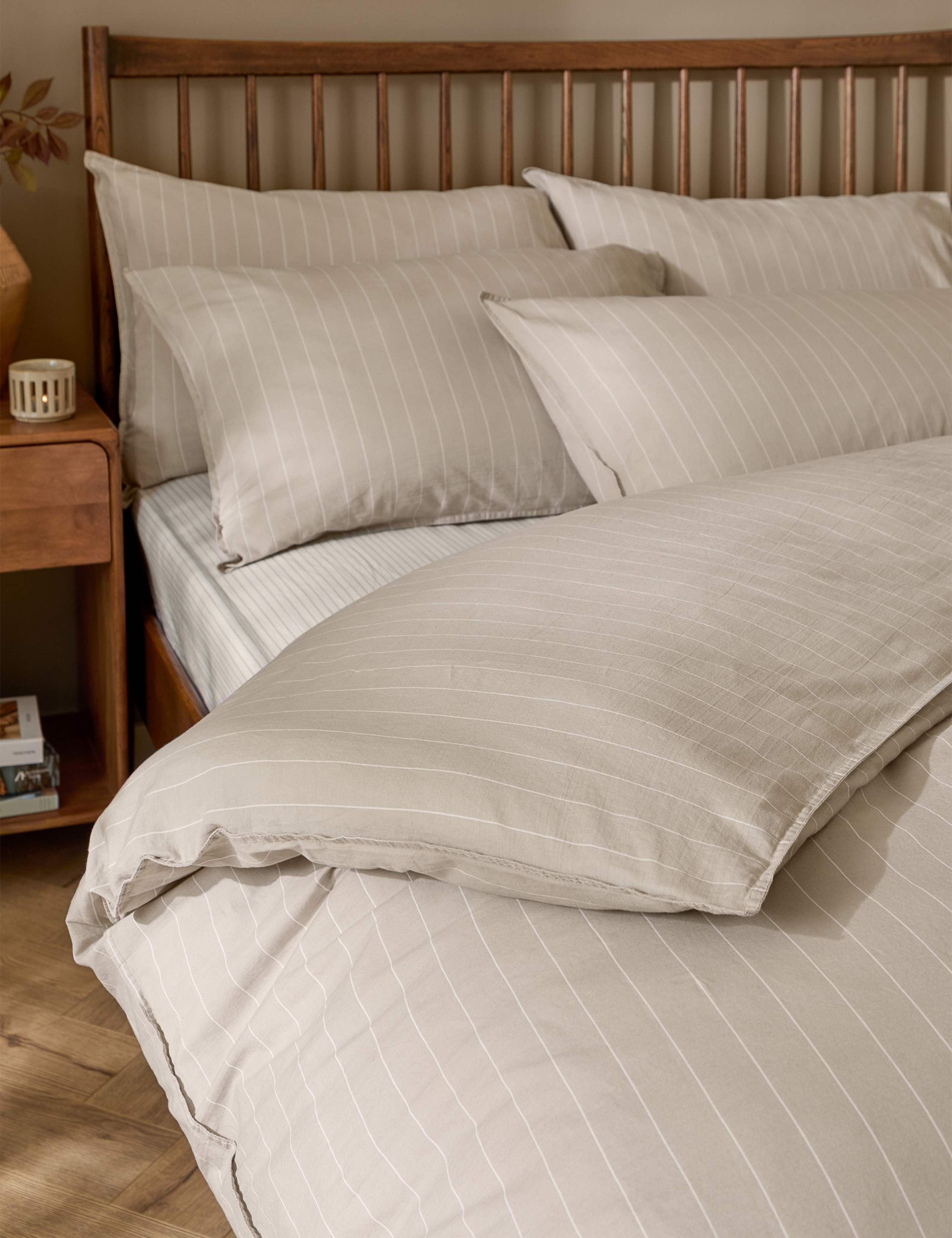 Pure Cotton Percale Linear Stripe Bedding Set 2 of 4