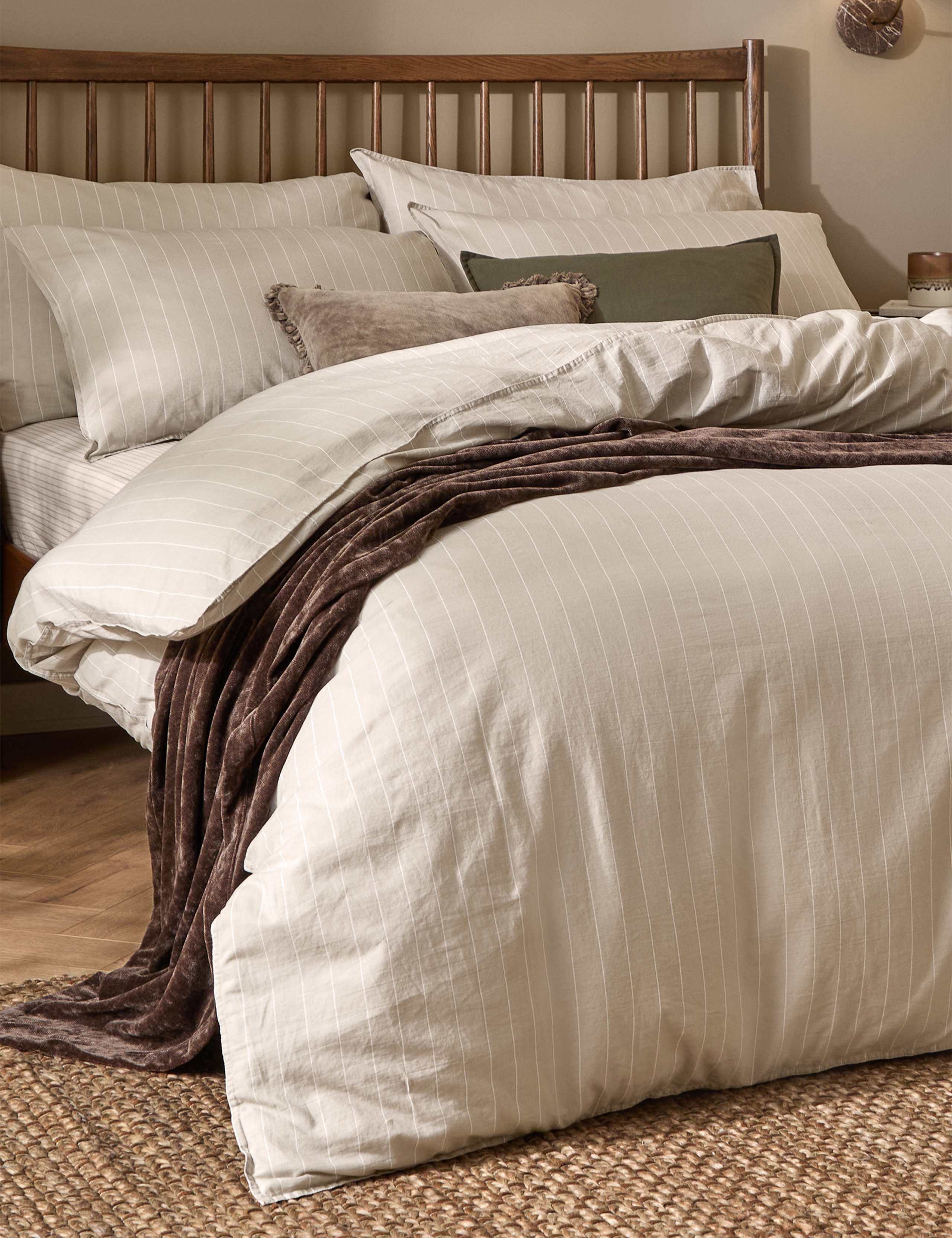 Pure Cotton Percale Linear Stripe Bedding Set 3 of 4