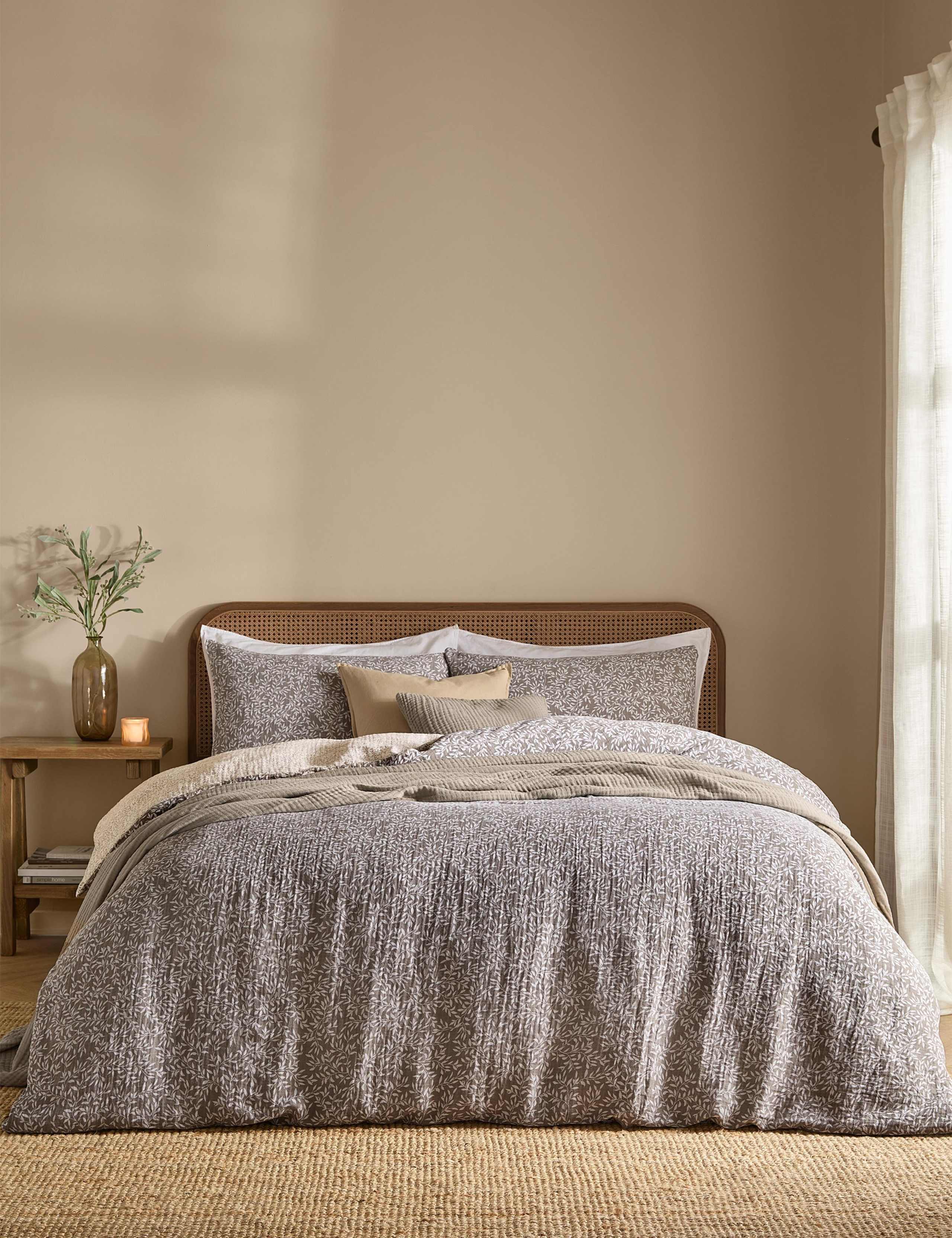 Perrie Leaf Pure Cotton Muslin Bedding Set 5 of 5