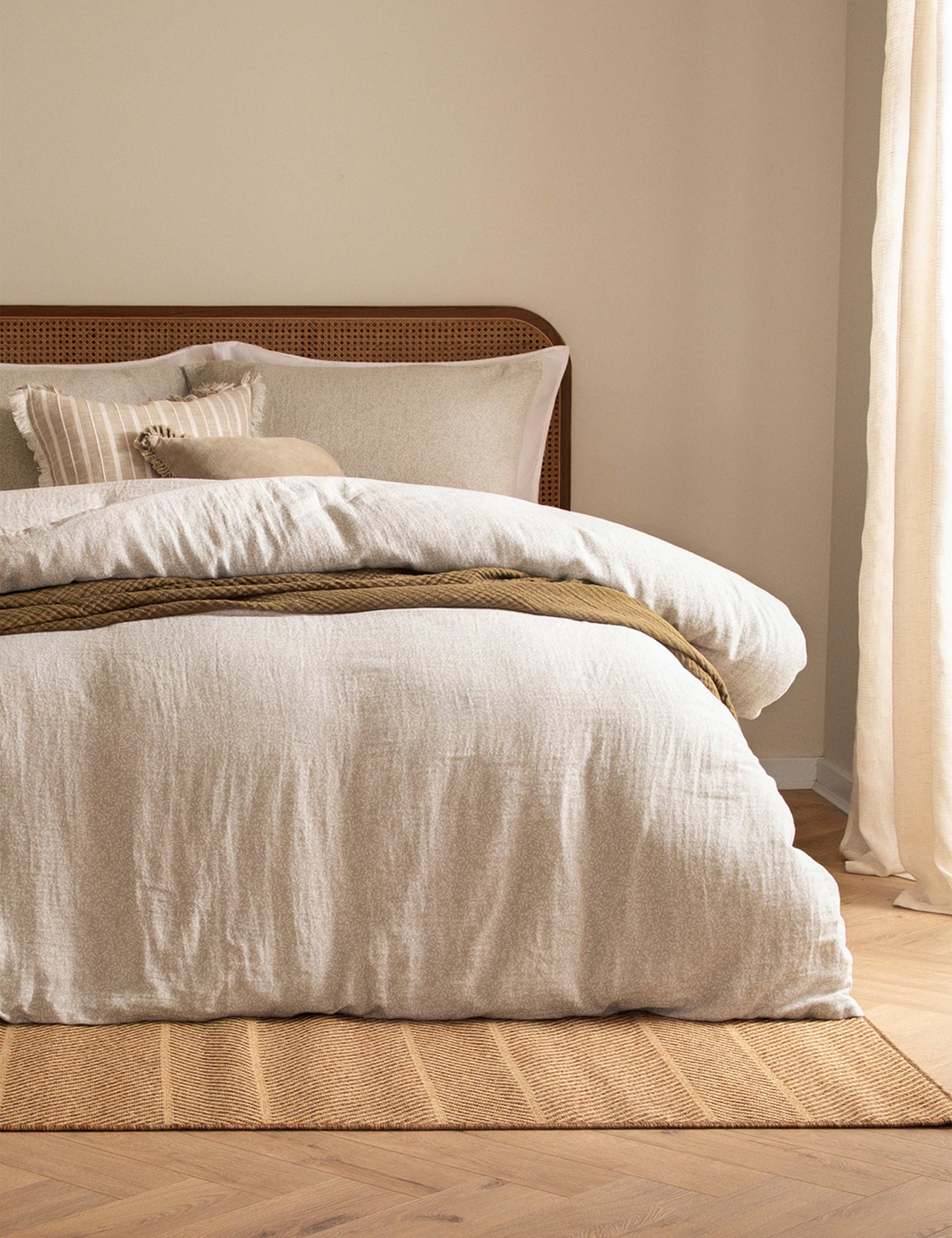 Perrie Leaf Pure Cotton Muslin Bedding Set 3 of 5
