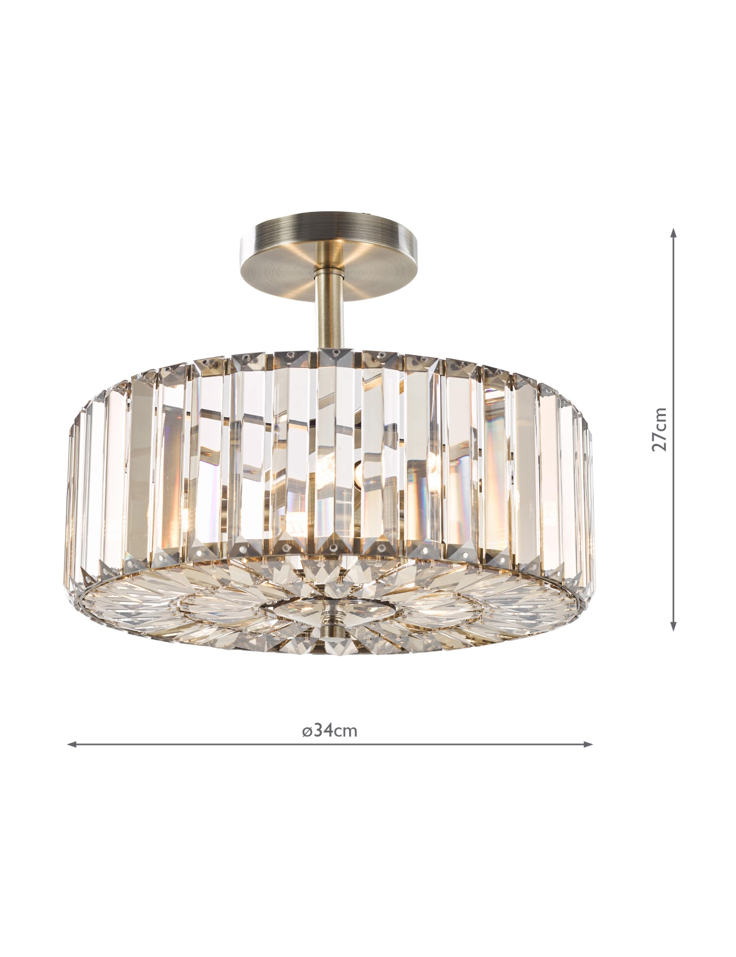 Fernhurst Metal & Crystal Semi Flush Ceiling Light 5 of 7