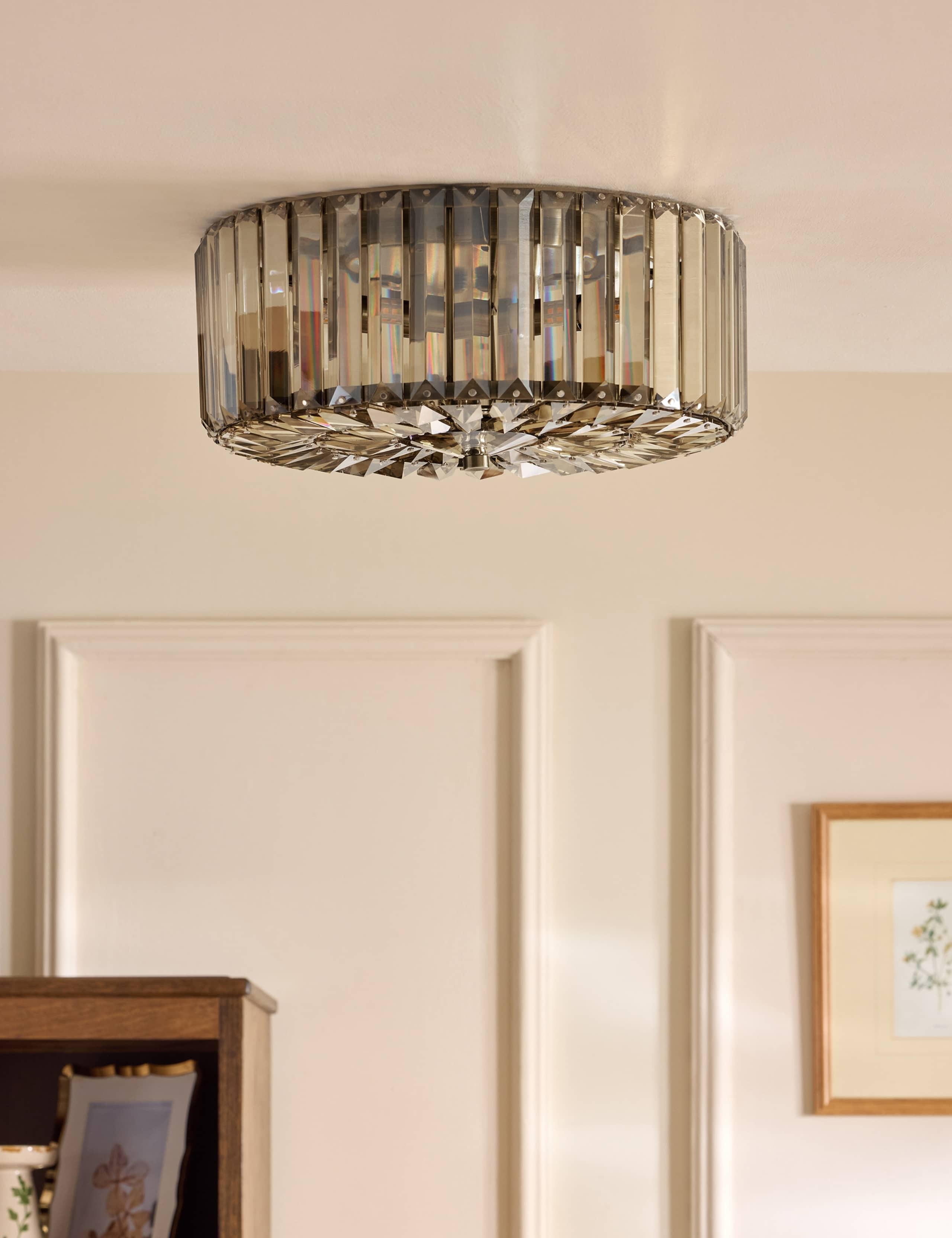 Fernhurst Metal & Crystal Semi Flush Ceiling Light 7 of 7