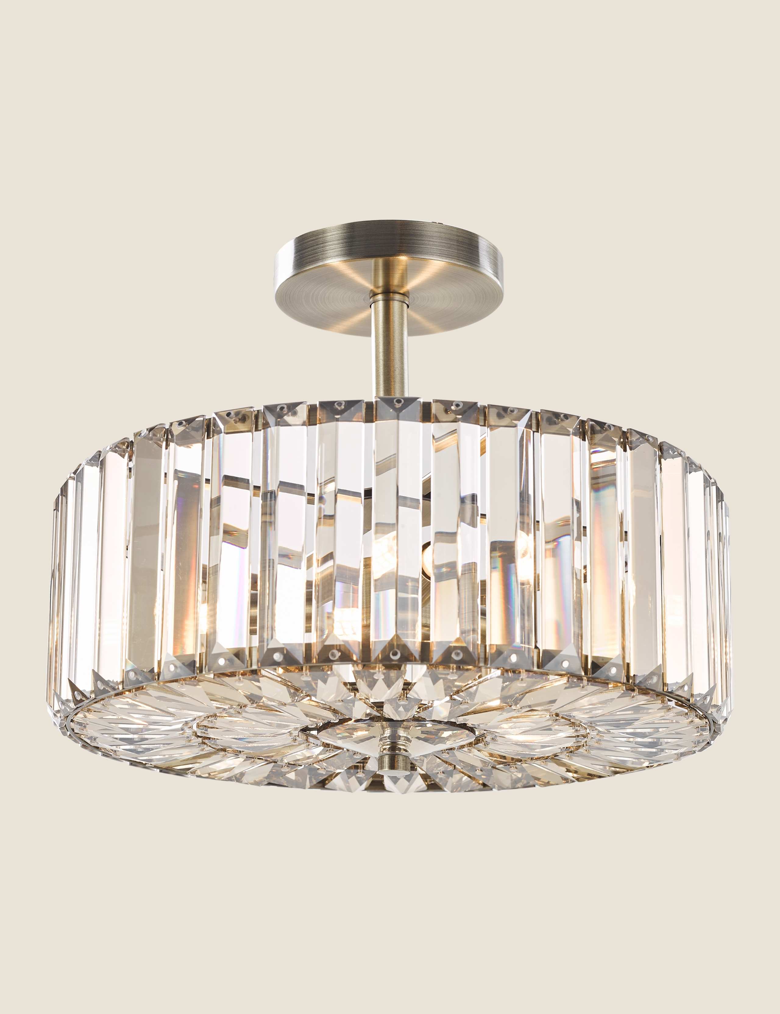 Fernhurst Metal & Crystal Semi Flush Ceiling Light 2 of 7