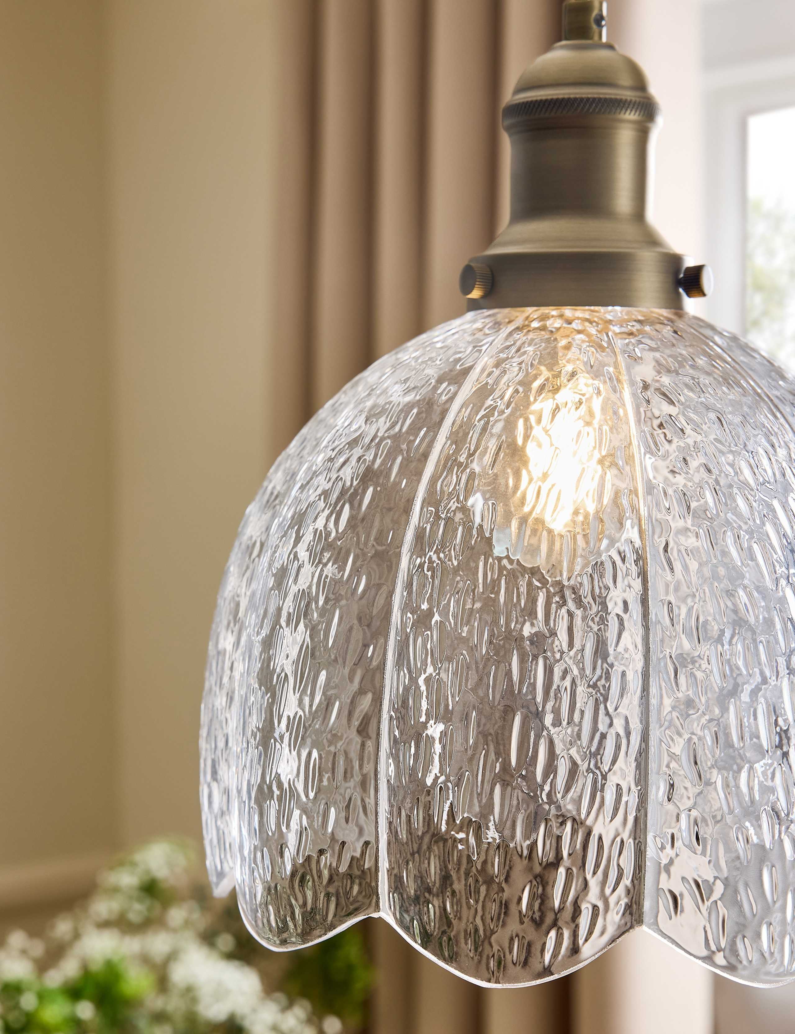 Vintage Glass & Metal Pendant Light 3 of 6