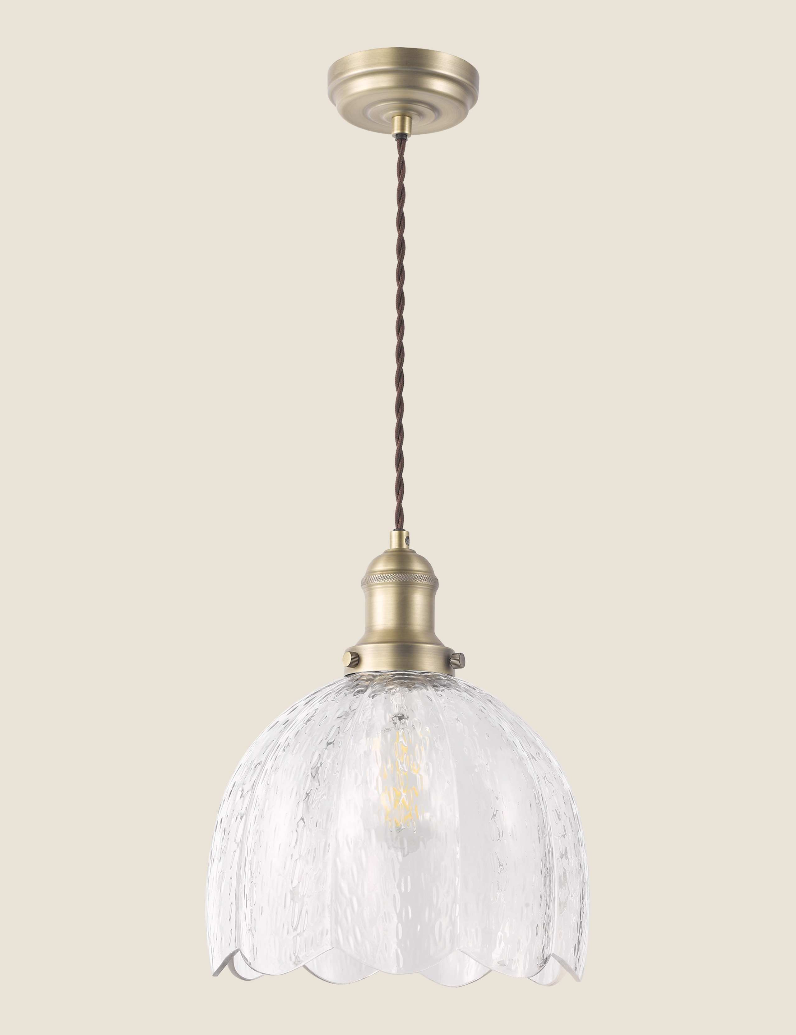 Vintage Glass & Metal Pendant Light 4 of 6