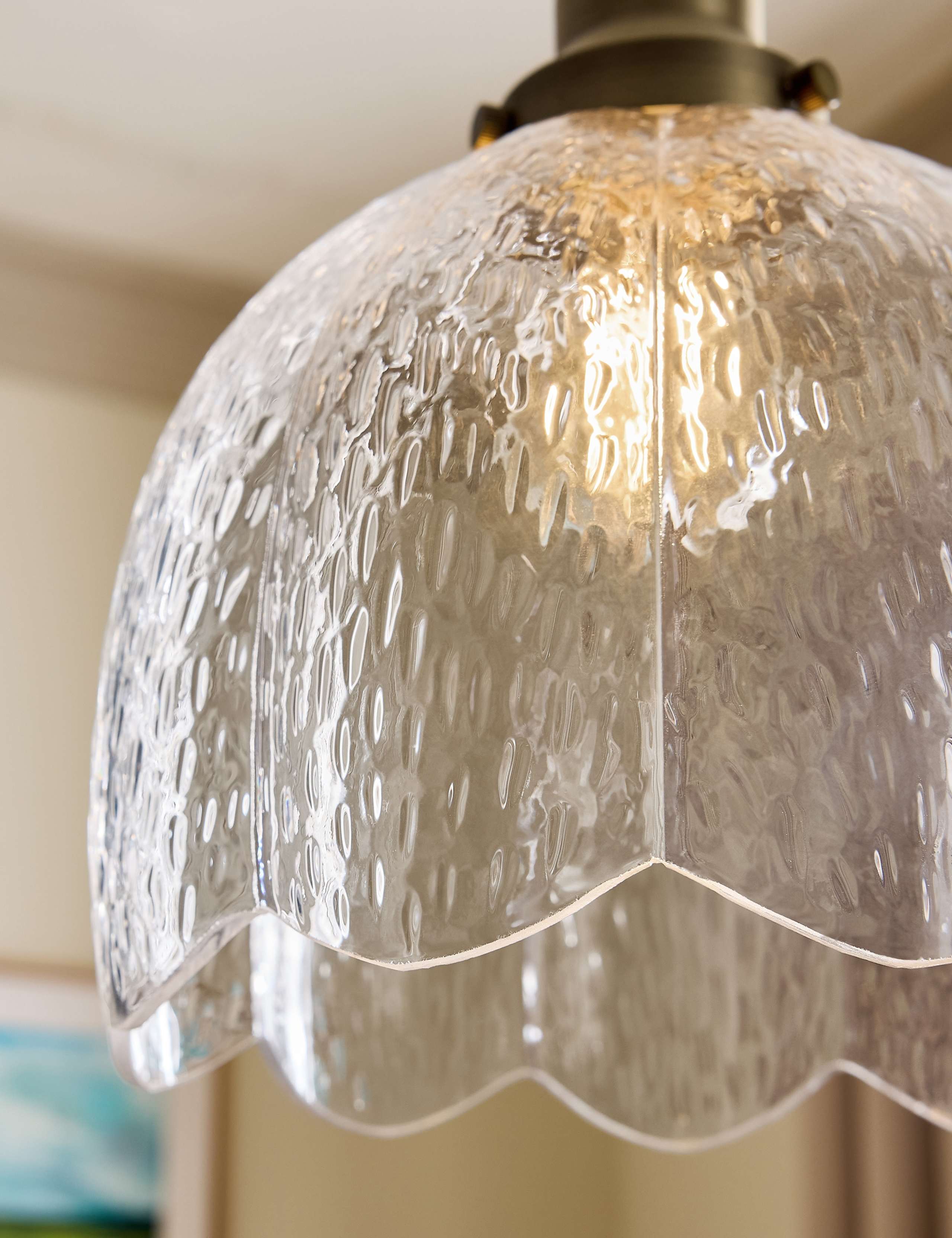 Vintage Glass & Metal Pendant Light 6 of 6